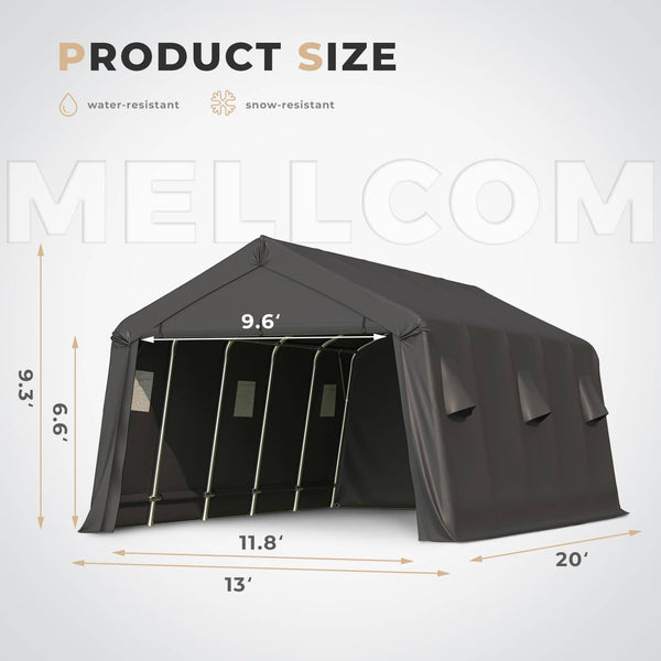 HOMREST 13 x 20 FT Heavy Duty Carport, Portable Garage with All-Steel Metal Frame & Vents, Anti-Snow Car Canopy Outdoor Storage Shelter shed for Car, Truck, Boat