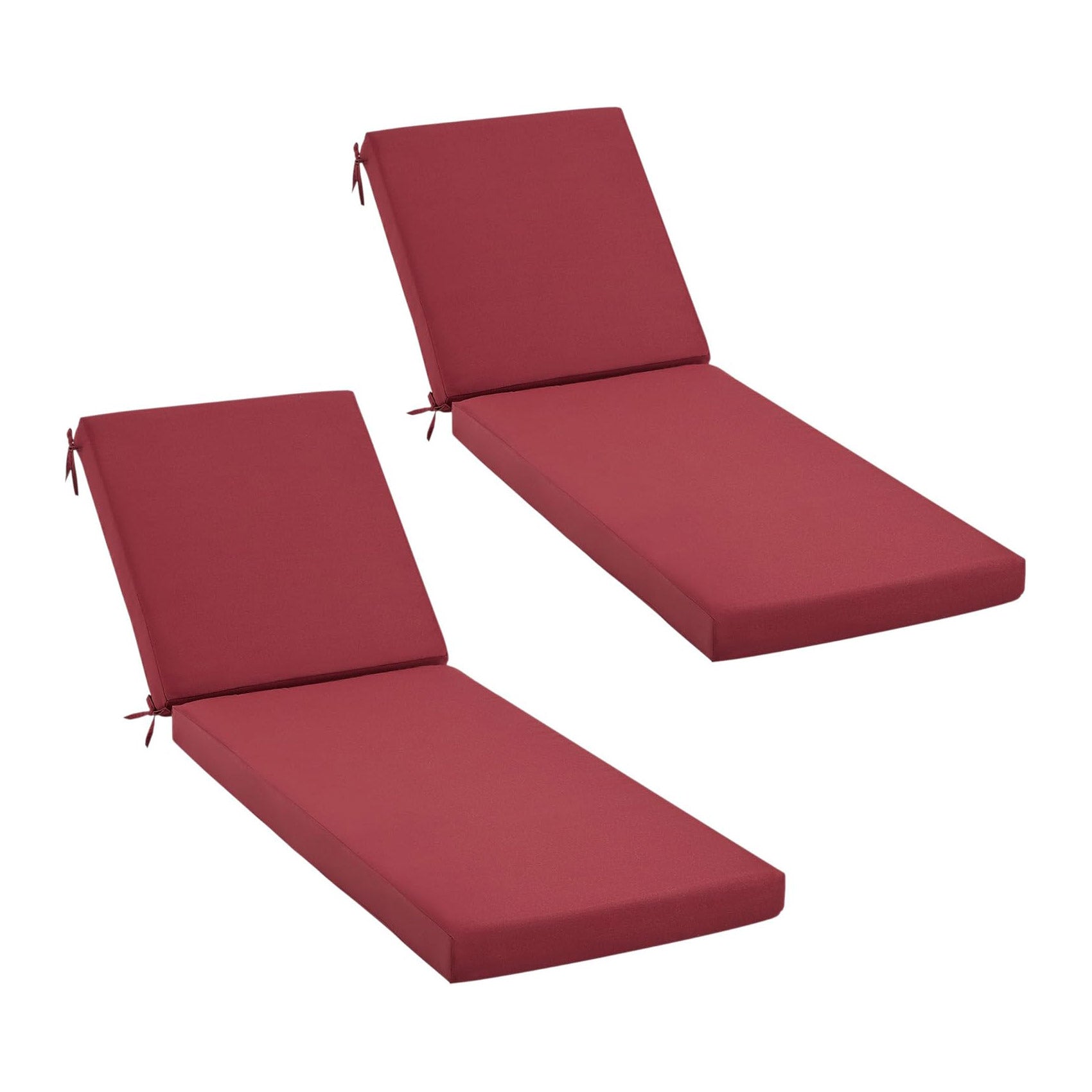 HOMREST Outdoor Lounge Chair Cushion Replacement Set of 2, Wine Red