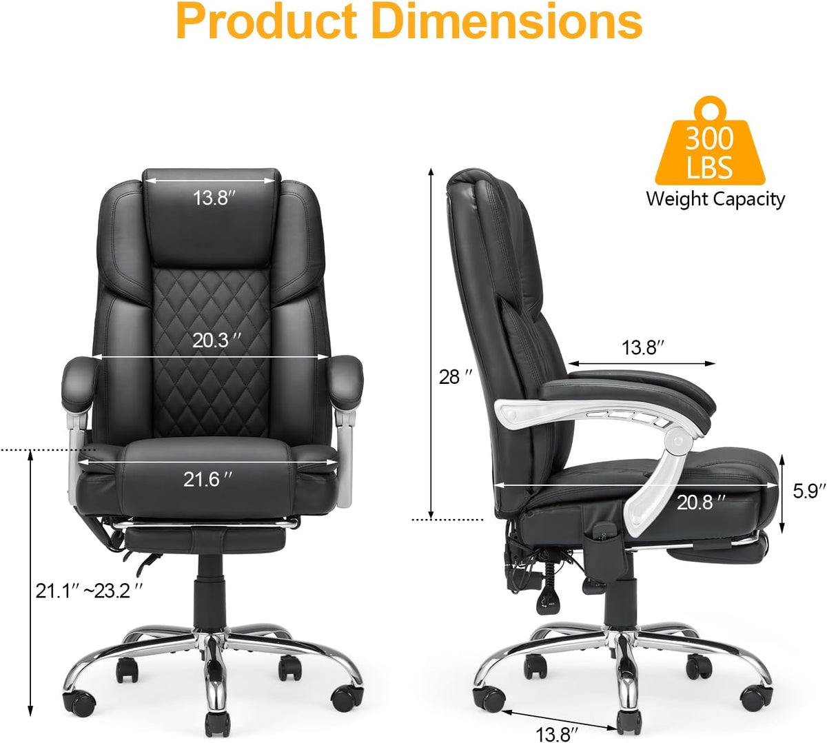 Homrest Ergonomic Office Chair with Heat and Massage, Black