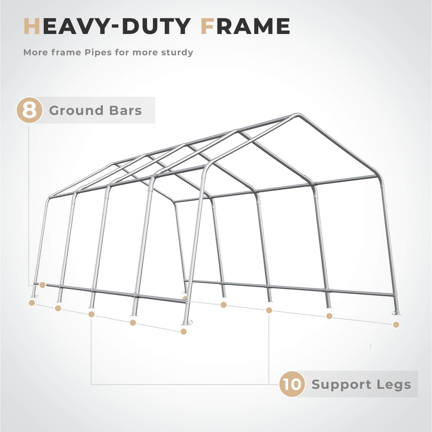 HOMREST 10 x 20 FT Heavy Duty Carport, Portable Garage with All-Steel Metal Frame & Vents, Anti-Snow Car Canopy Outdoor Storage Shelter shed for Car, Truck, Boat