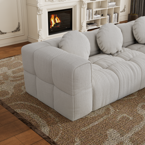 HOMREST Fully compressed modular 103" L-shaped combination living room sofa set, Off White(Right side recliner)