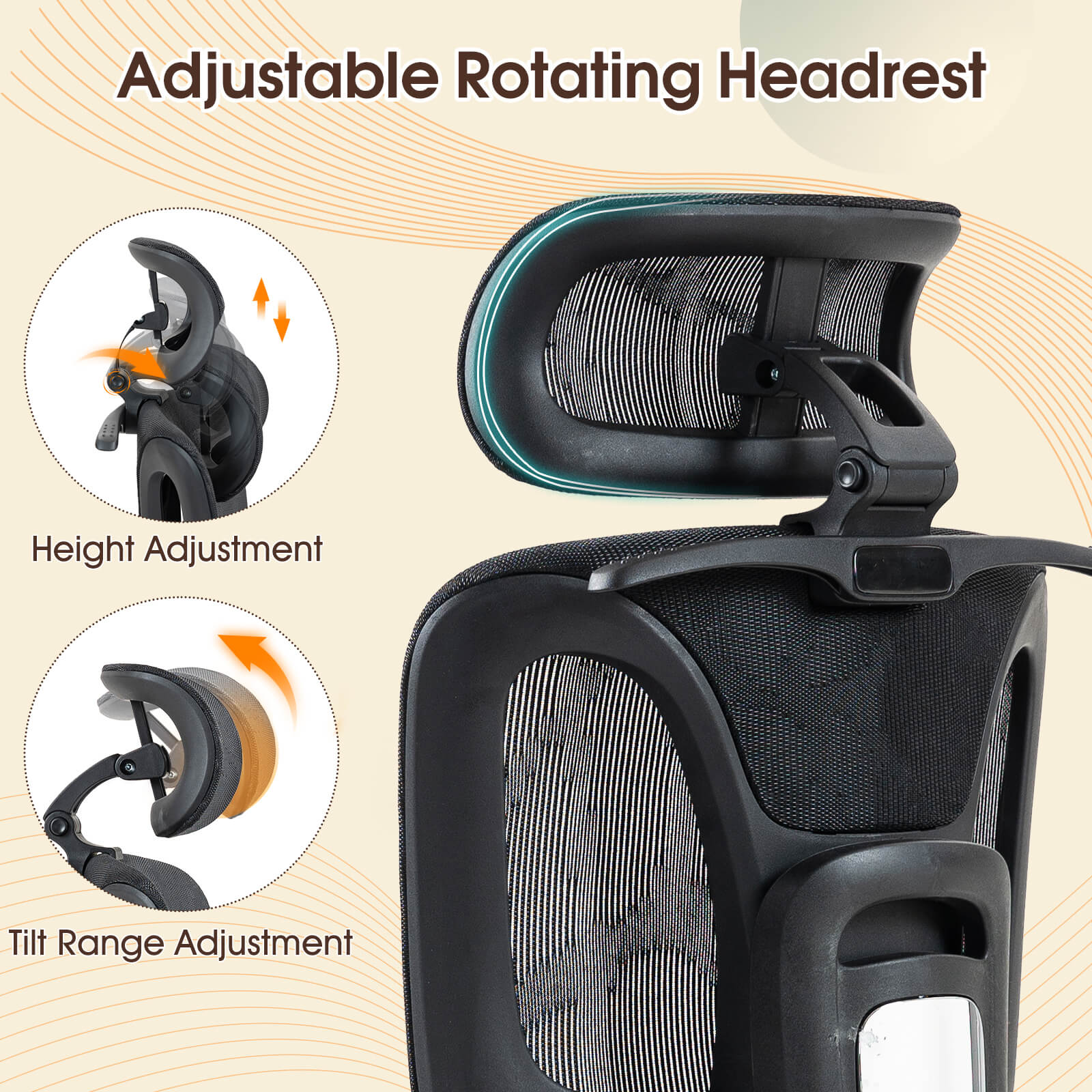 Homrest Ergonomic Mesh Office Chair with Adjustable Lumbar & Headrest – Black