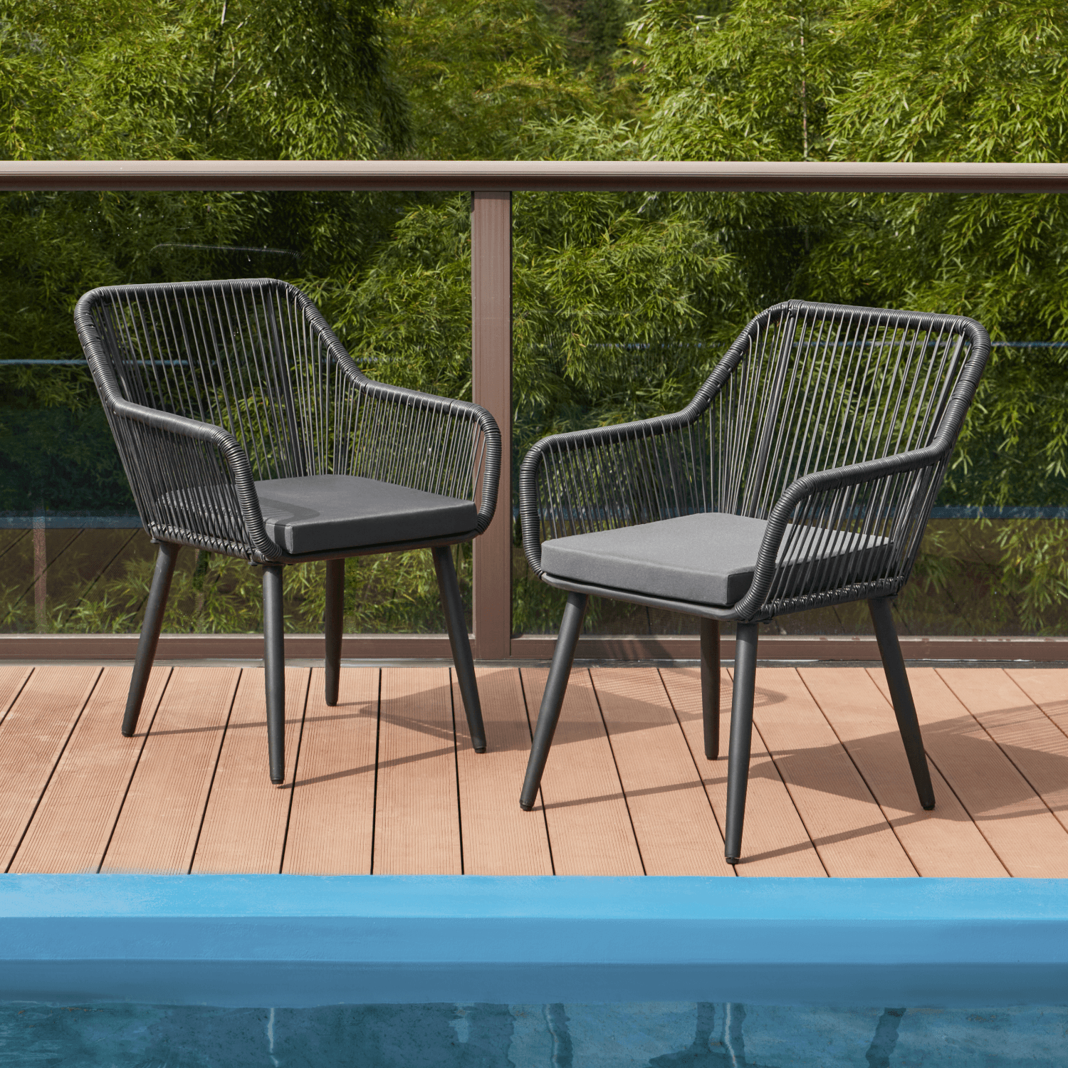 HOMREST Patio Wicker Dining Chairs Set of 2, Rattan Chairs w/ Cushions & Armrests, Black