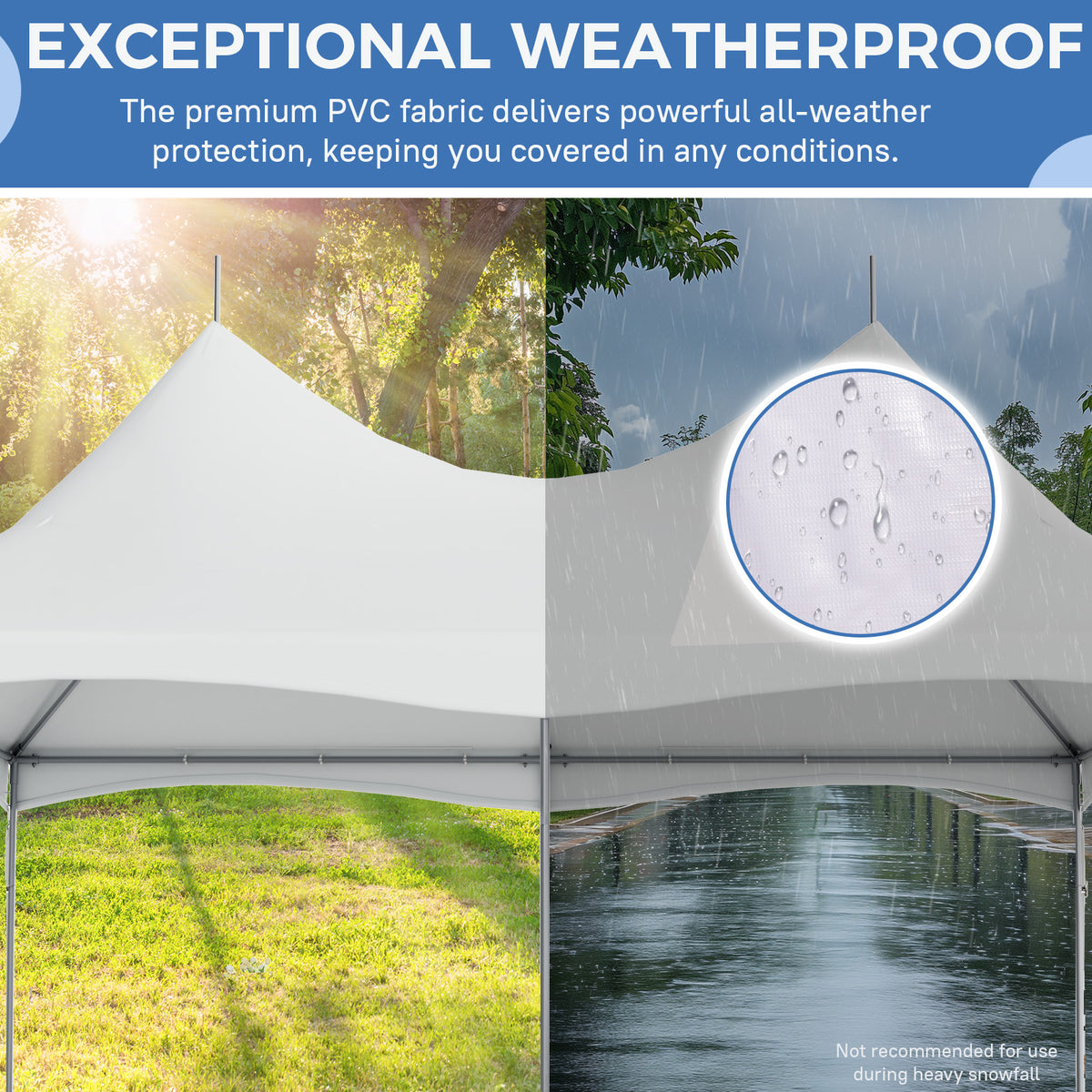 HOMREST  20x30ft Party Tent Outdoor Wedding Tent Heavy Duty Peaked Frame Canopy With Fire Retardant PVC Top 100 Person For Event Commercials White