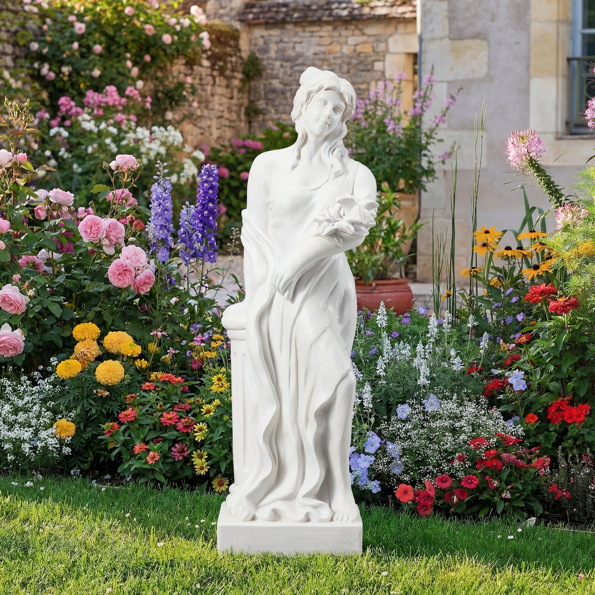 HOMREST Adalberta Weather-Resistant Magnesium Oxide Religious Statue, 32.5" H X 9.5'' W X 9.5'' D