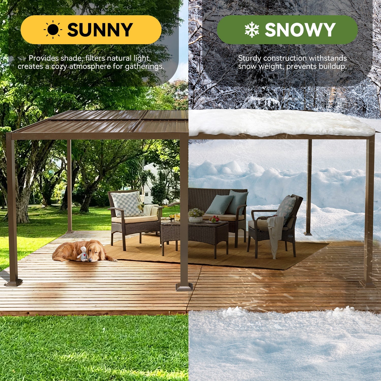 HOMREST 12' x 20' Lean to Gazebo, Patio Gazebo with Adjustable Galvanized Roof, Hardtop Wall Mounted Gazebo with Full Metal Frame, Outdoor Pergola for Deck, Porch, Garden, Backyard