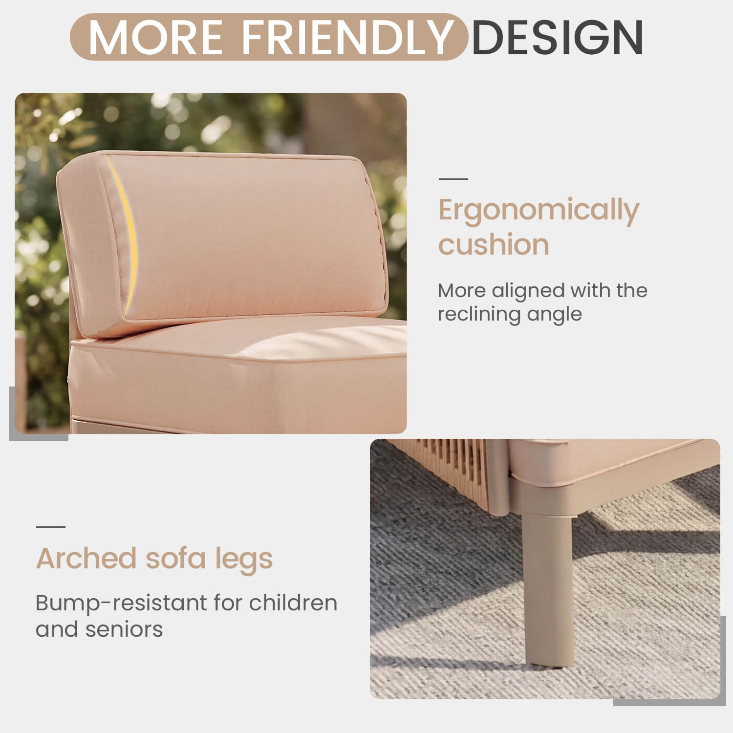 HOMREST 7 Pieces Patio Sectional Furniture Set, Aluminum Frame Outdoor Conversation Set with 6" Thick Cushions & Coffee Table, Beige