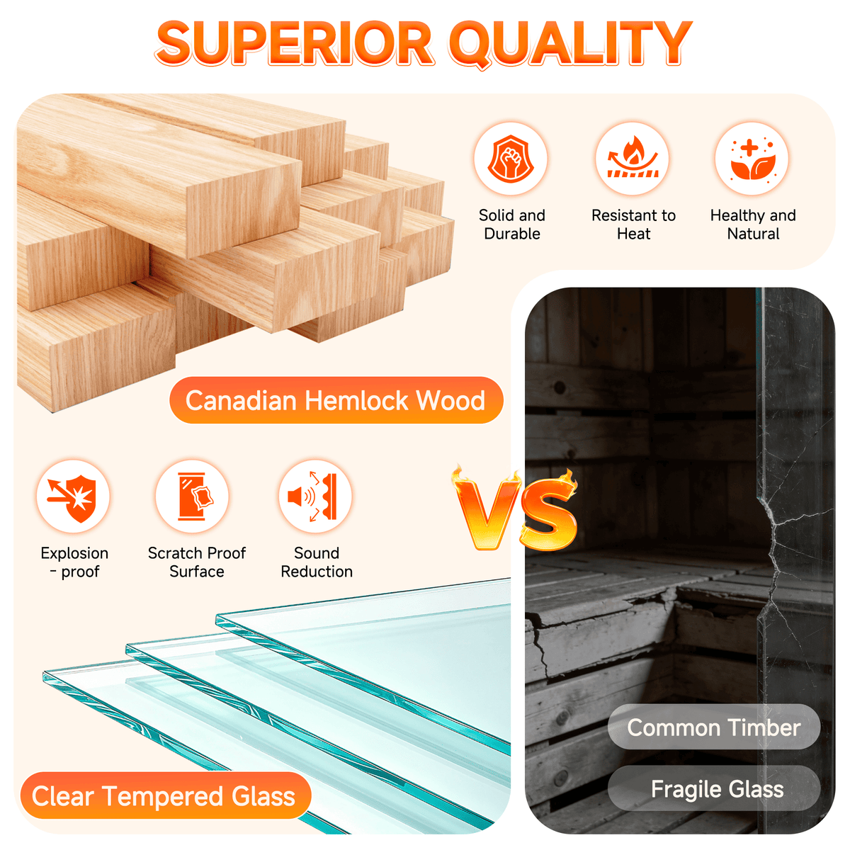 HOMREST 1-2 Person Indoor Hemlock Sauna with Chromotherapy & Bluetooth