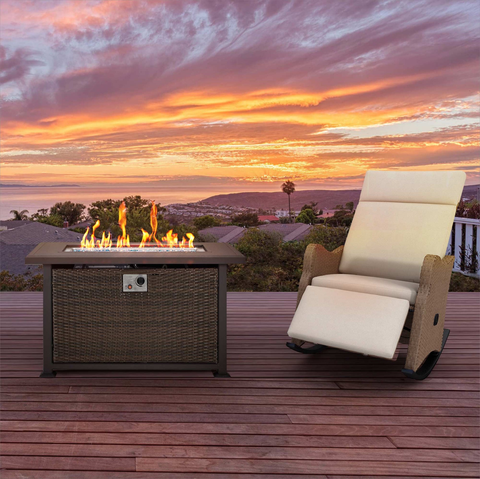 50 Inch propane fire pit table with aluminum table | Homrest