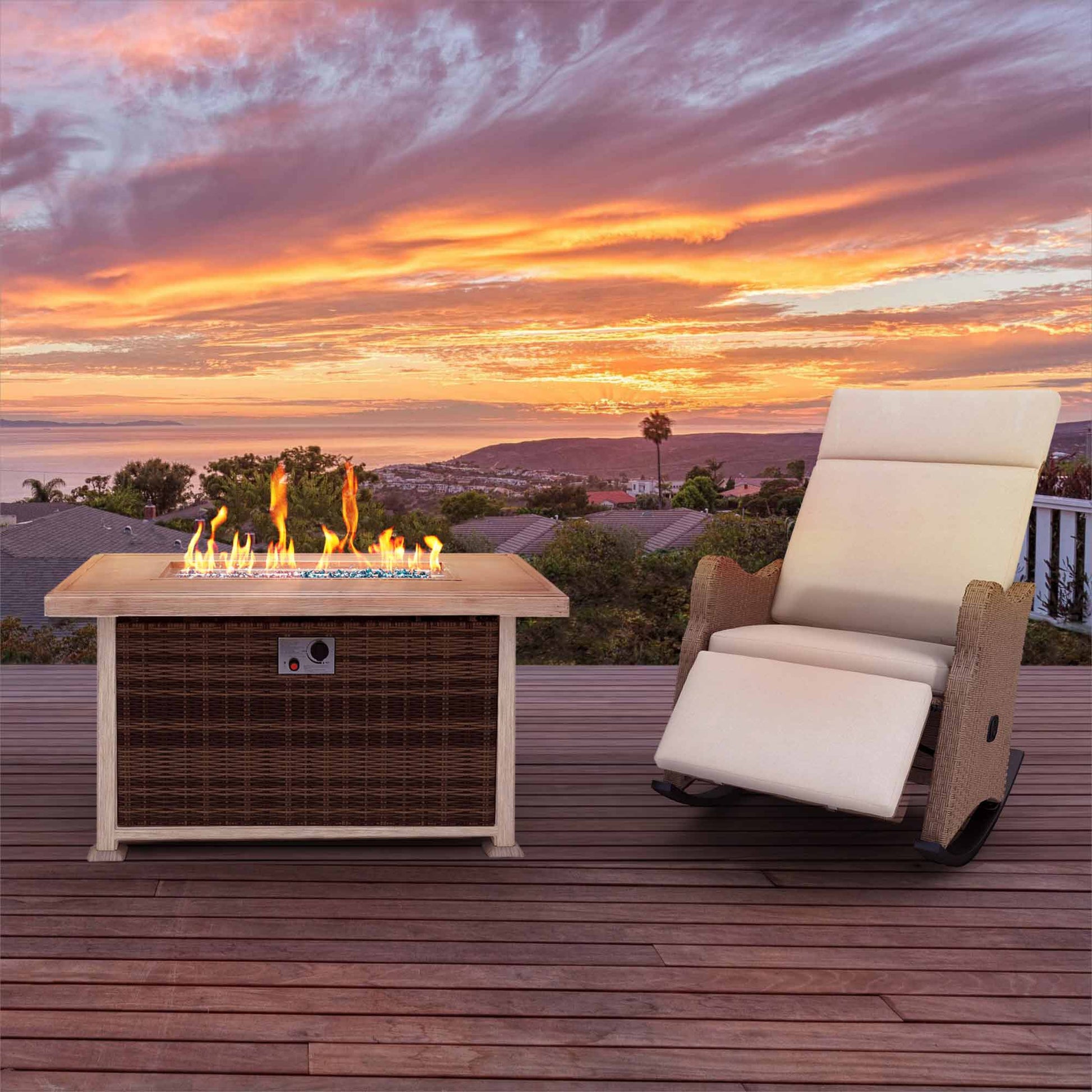Patio fire pit table for party and decoration