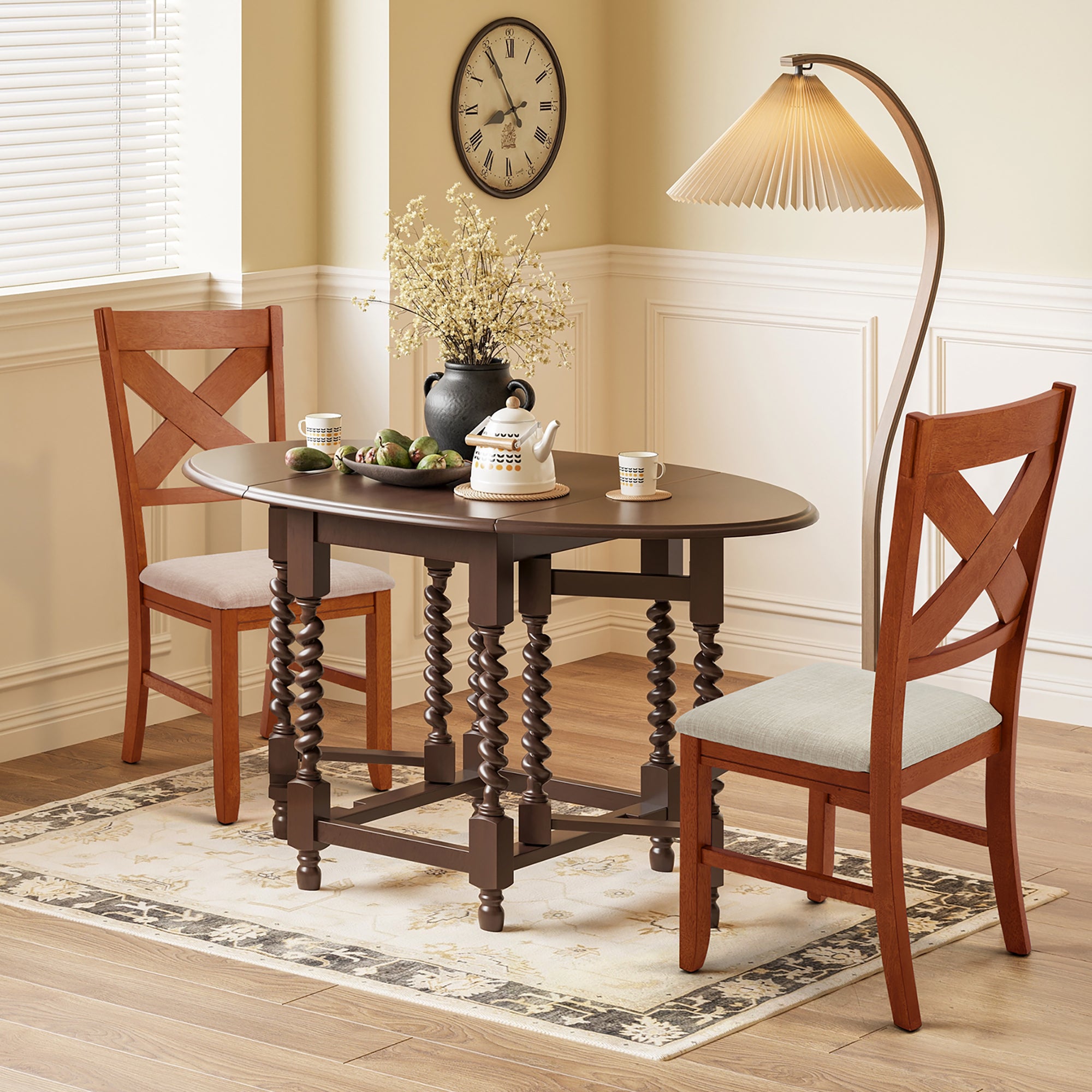 Rustic Farmhouse 19" Upholstered Barstool, Solid Wood Dining Chairs Set of 2 for Kitchen and Dining Room, Natural Oak Wood