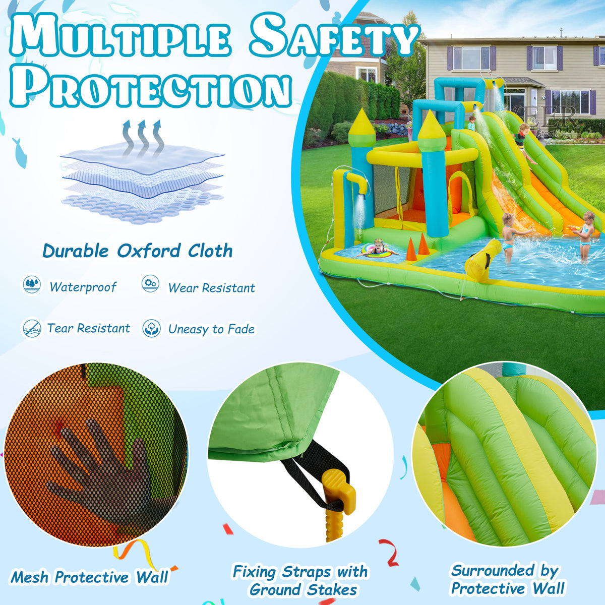 Homrest Inflatable Water Slide,10 in 1 Water Park Bounce House for Kids 3-12