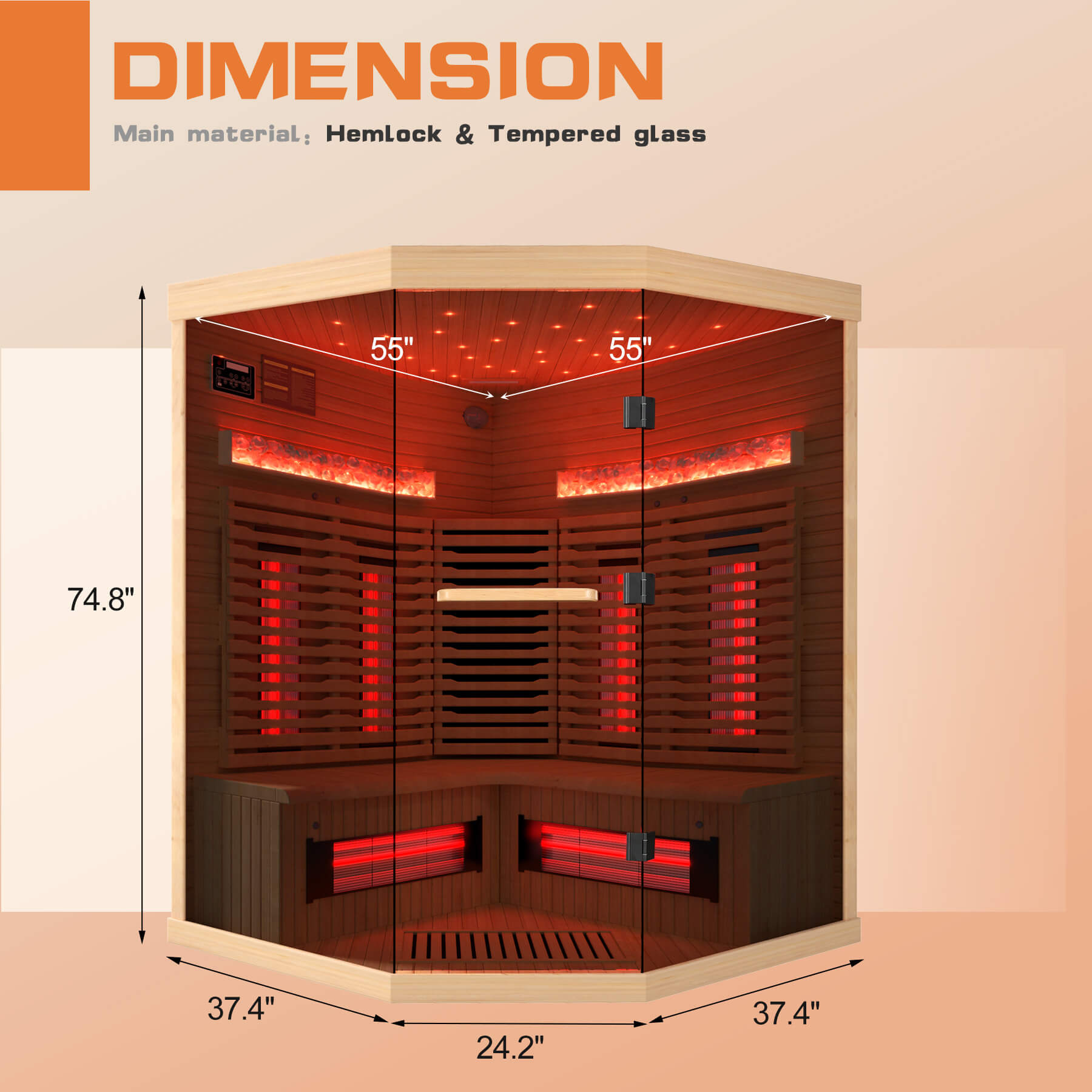 HOMREST Infrared Sauna 4 Person with Full Spectrum Heaters for Home or Gym