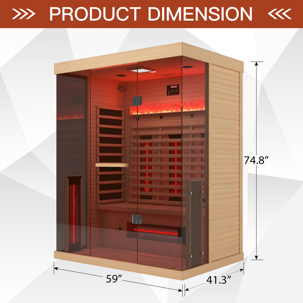 HOMREST Infrared Sauna 3 Person with Full Spectrum Heaters for Home or Gym