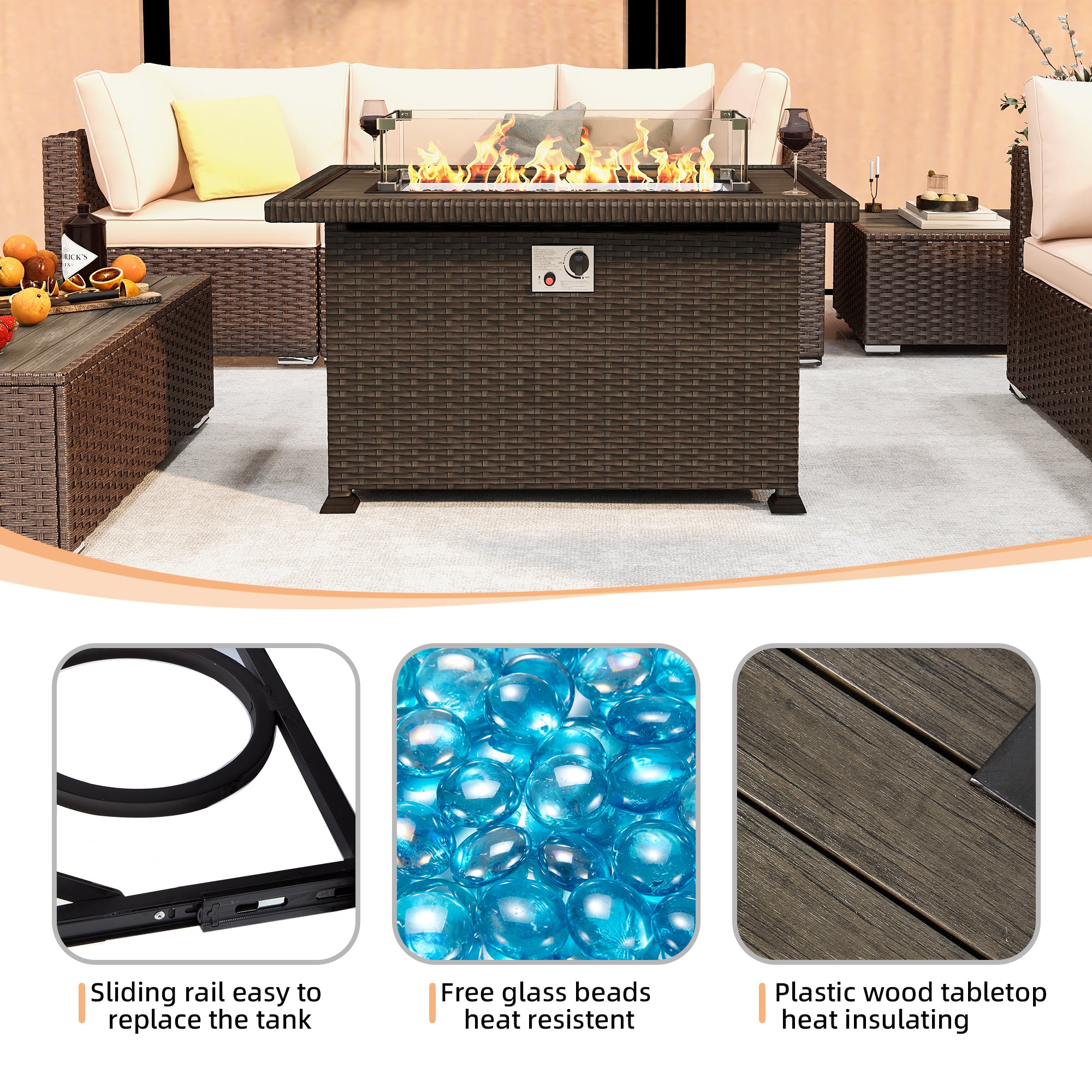 Homrest outdoor fire pit table for party and decoration