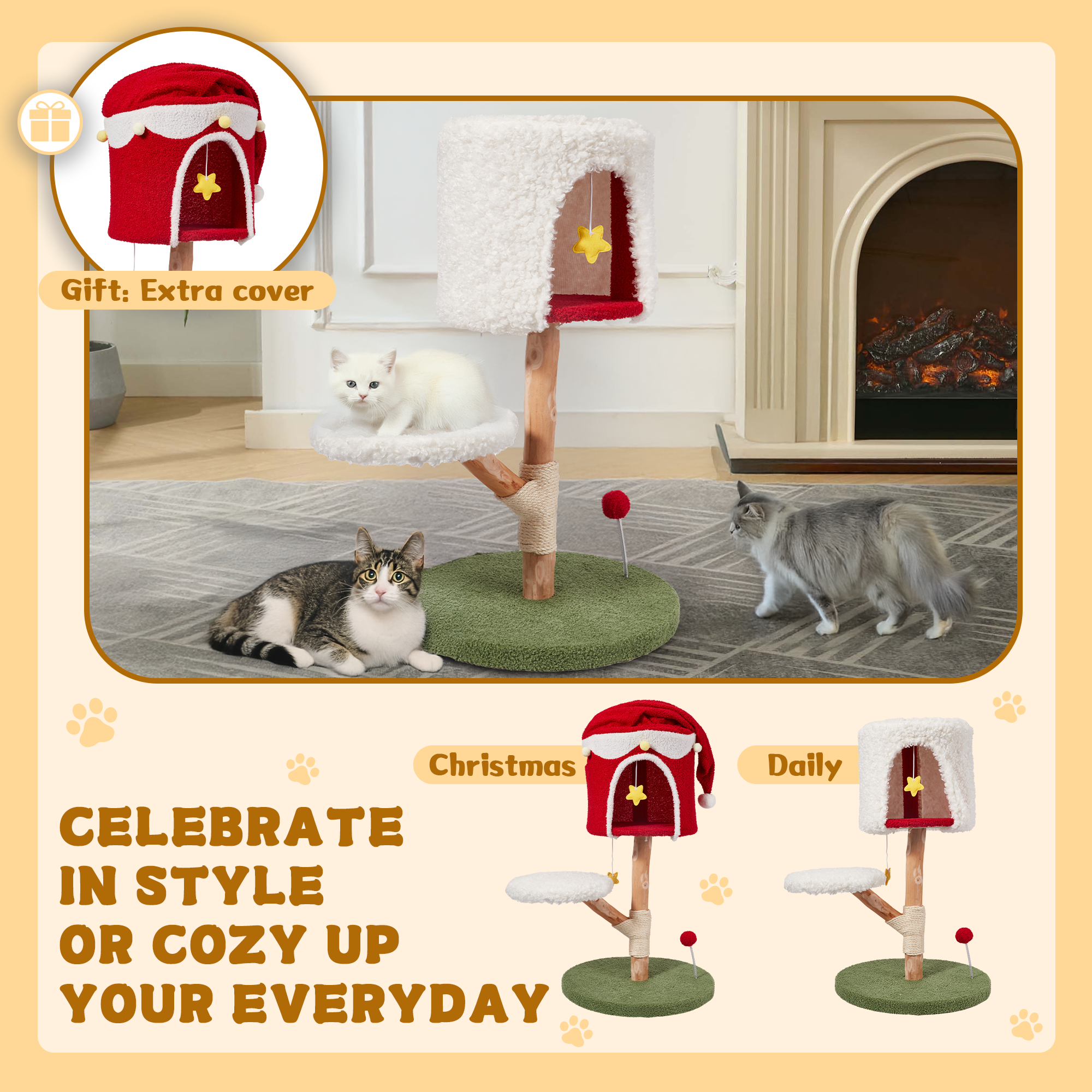 HOMREST Christmas Cat Tree with Scratching Post