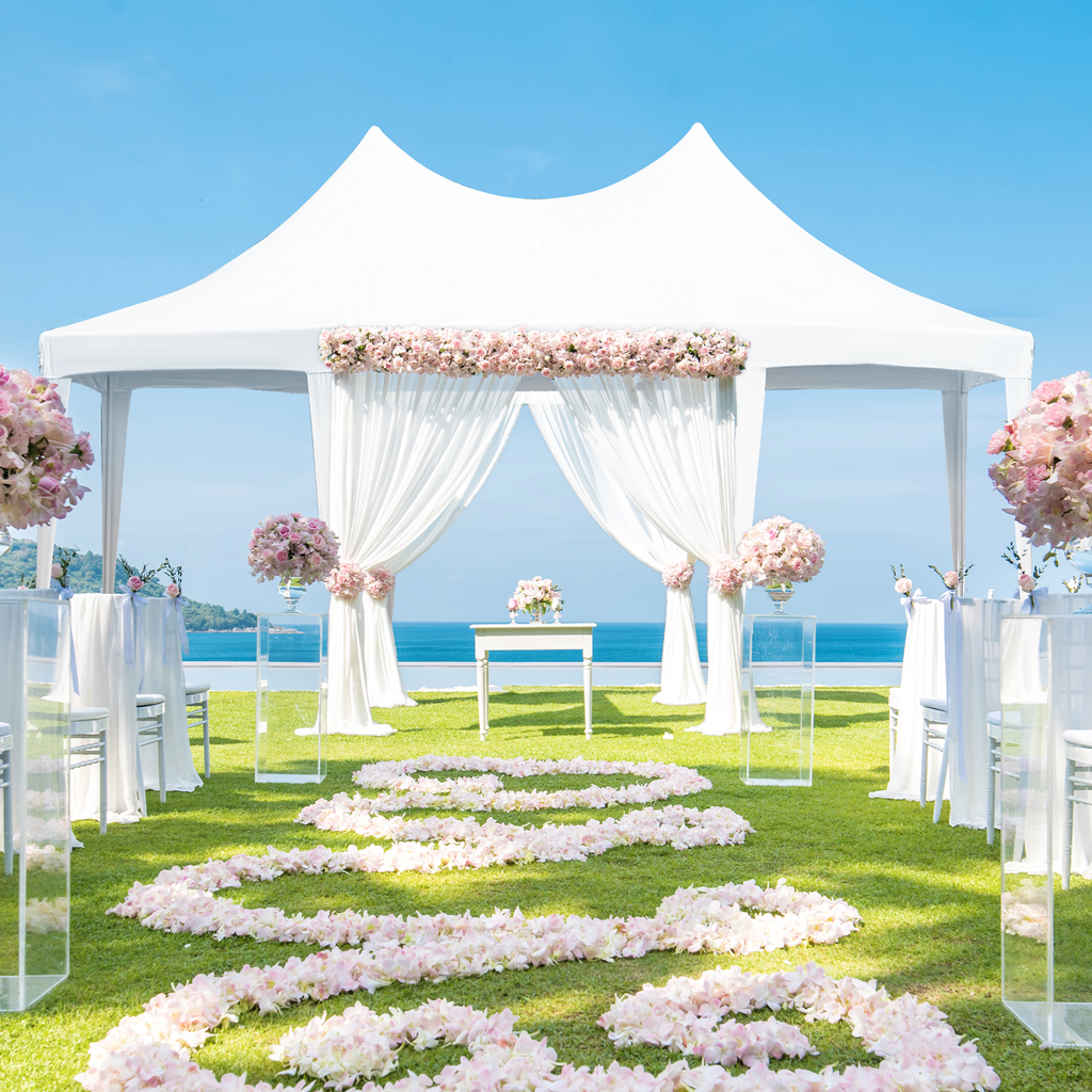 HOMREST 20x15ft Octagonal Heavy Duty Canopy With 6 Removable Sidewalls 6 Church Windows And 2 Pull Back Doors Outdoor Gazebo Pavilion Shelter Tent For Party
