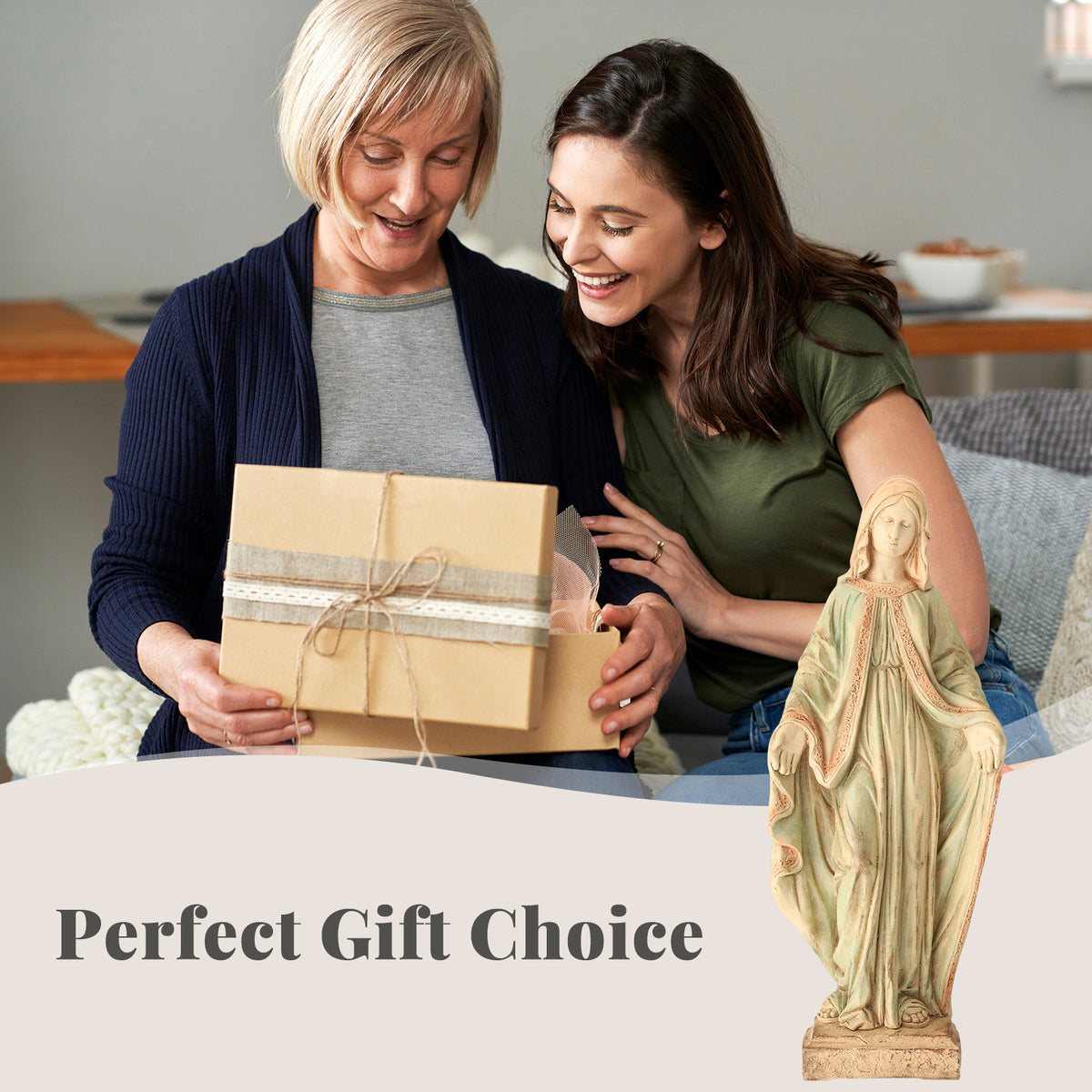 HOMREST Virgin Mary Garden Statue Outdoor 31.5” – Large Praying Holy Madonna Resin Sculpture, Blessed Mother of God Catholic Saint Yard & Lawn Religious Decor