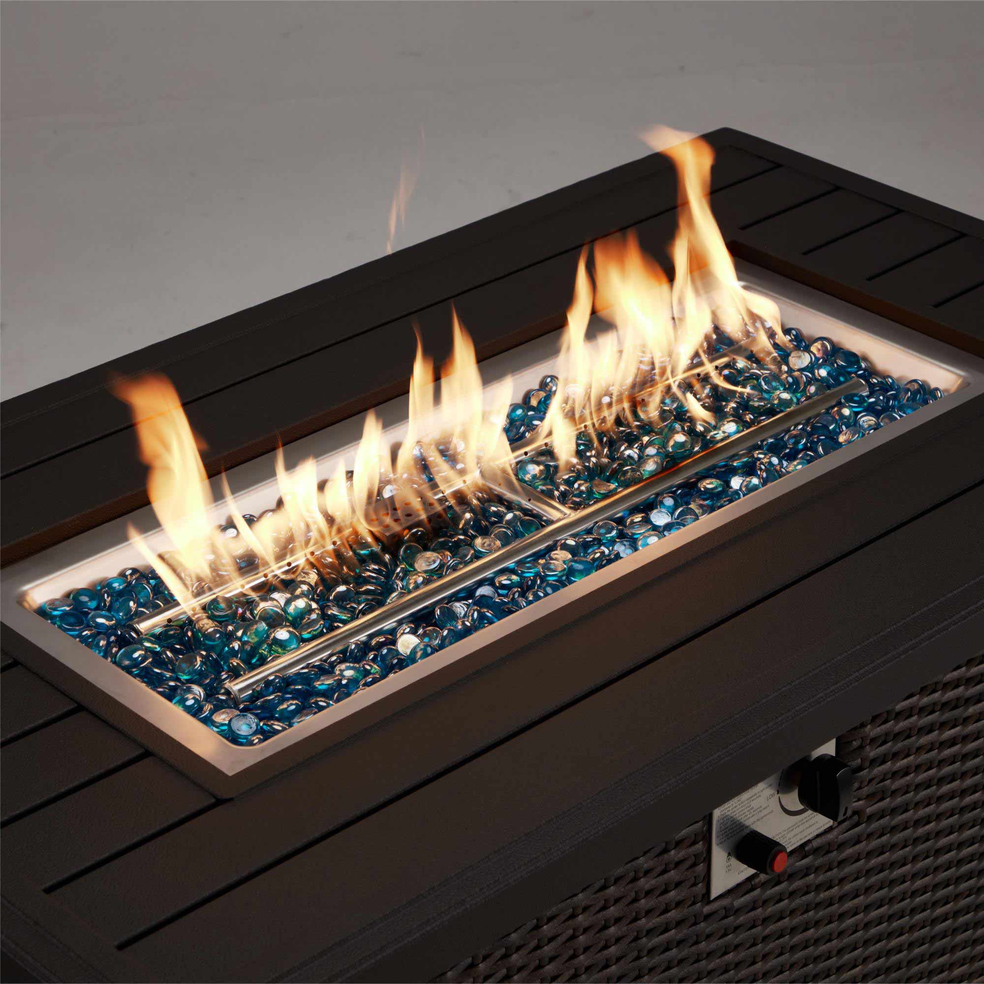 44 in Fire Pit Table 50,000 BTU Propane Fire Pit with Hidden Side Hooks, Dark Brown | Homrest Furniture