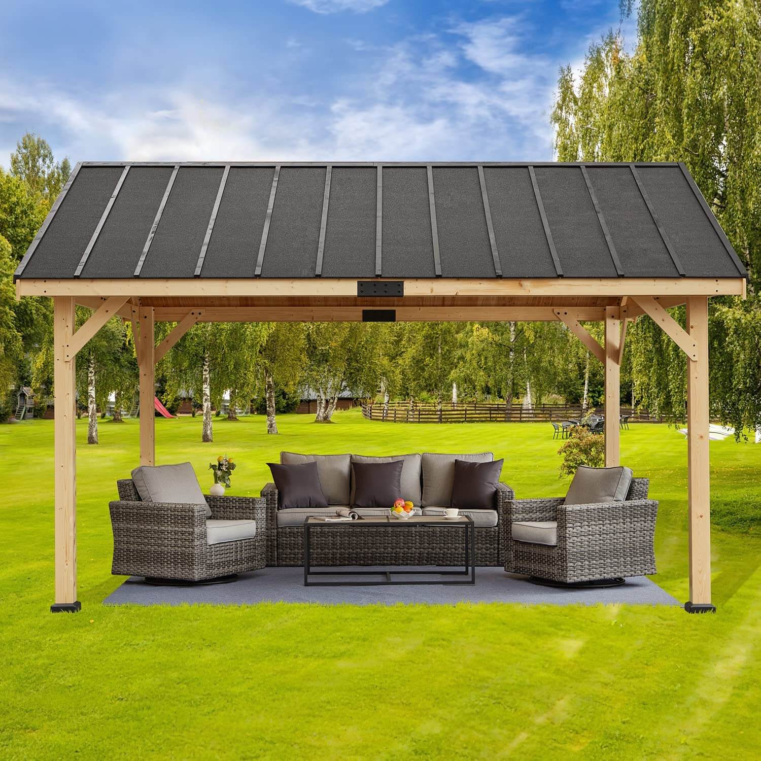Homrest 13' x 16' Hardtop Gazebo with Waterproof Asphalt Roof