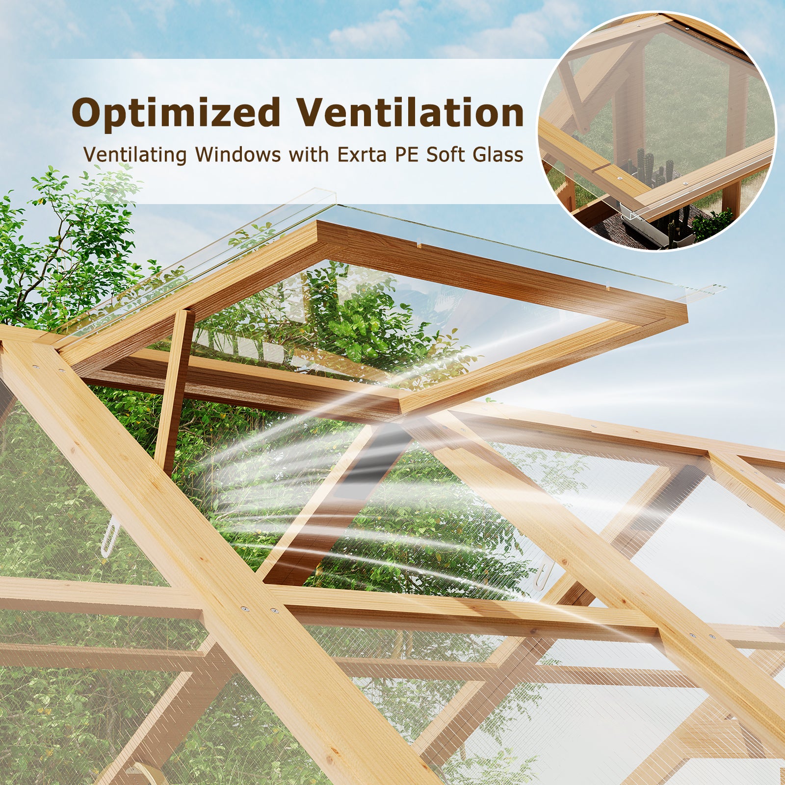 HOMREST 6x10 FT Wooden Greenhouse for Outdoors, Walk-in Greenhouse Kit with 4mm Polycarbonate Panels, Adjustable Roof Vent, Lockable Door, Backyard Greenhouse for Plants and Vegetables