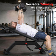 HOMREST Adjustable Incline Decline Weight Bench for Home Gym, 1000LBS FID Ab Workout Bench with Leg Roller Attachment and Handle
