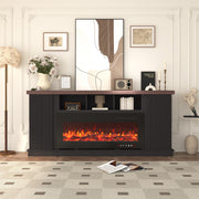 HOMREST 70" TV Stand with Electric Fireplace,Living Room Fireplace TV Stand, Dark Walnut Color