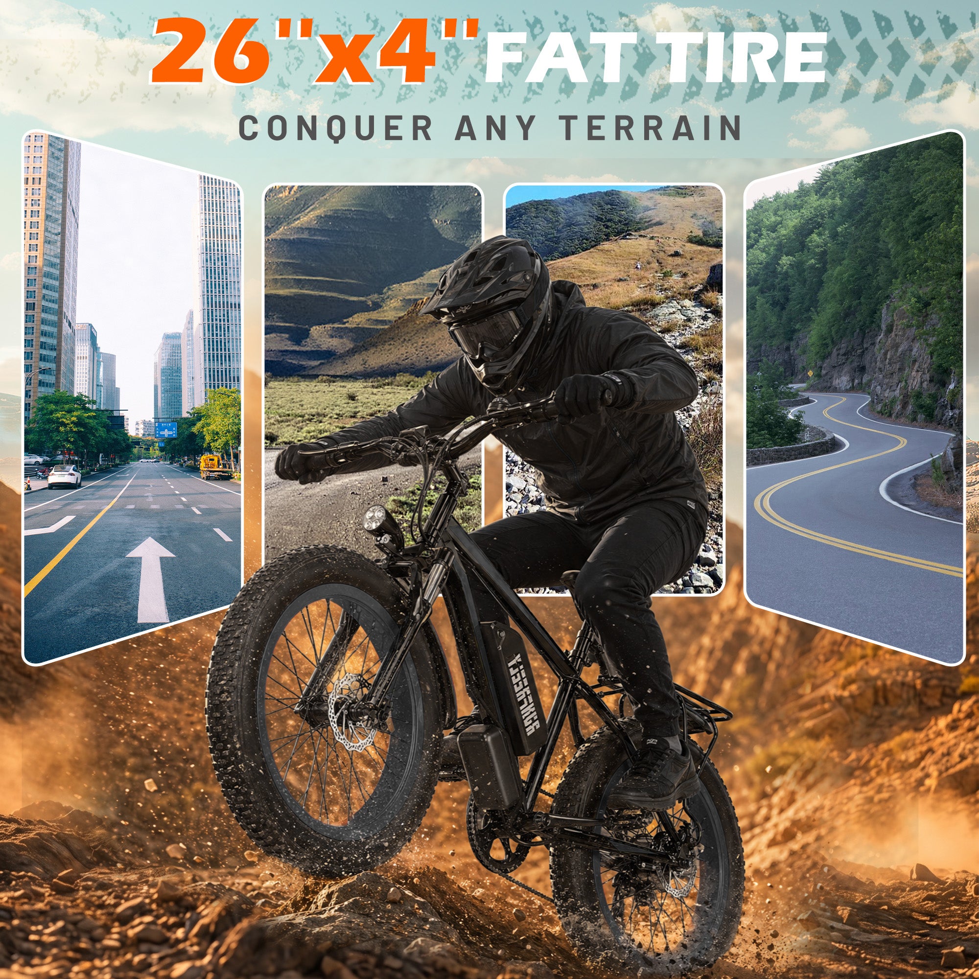 HOMREST Electric Bike for Adults,1500W Peak Motor, 26" Fat Tire E-Bike with 48V 13AH Battery, 25MPH Max 62 Miles Electric Motorcycle, 7-Speed Electric Mountain Bicycle