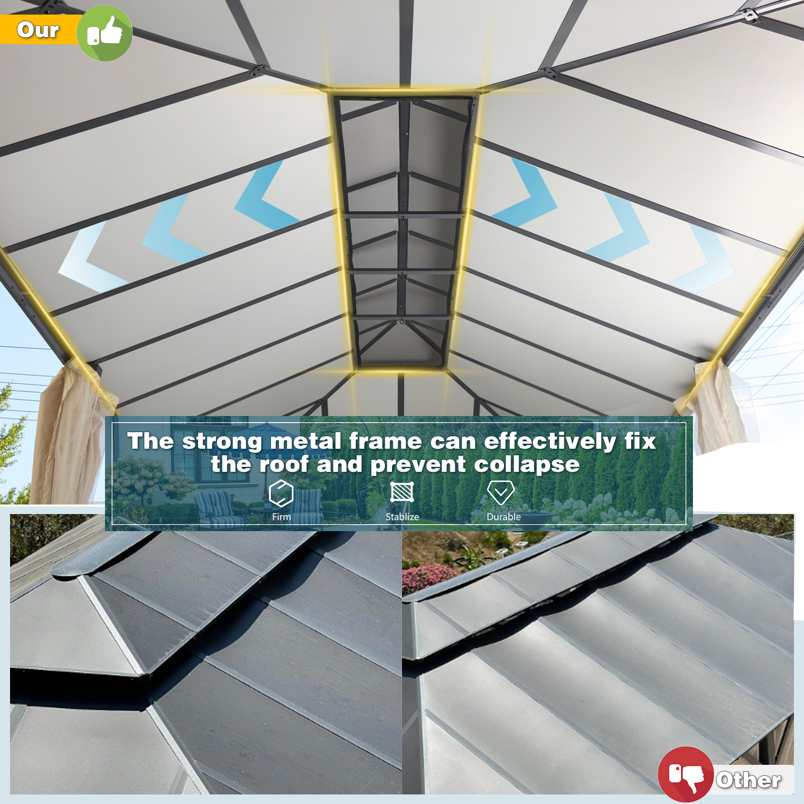 Homrest 12' x 20' Hardtop Gazebo, Aluminum Composite Double Roof for Patio and Garden, Curtains and Netting