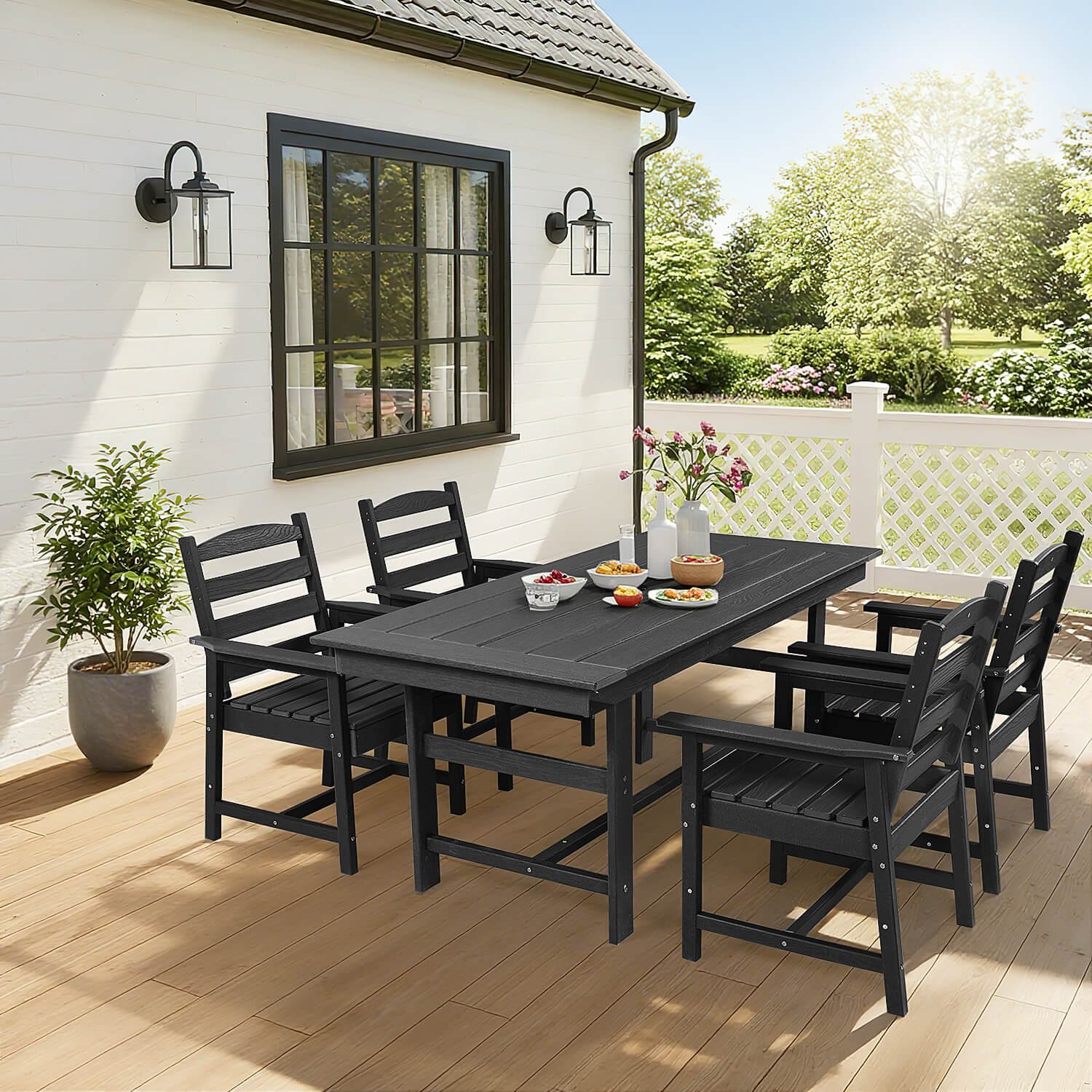 HOMREST 2-Piece HDPE Outdoor Patio Dining Chairs Set, Black