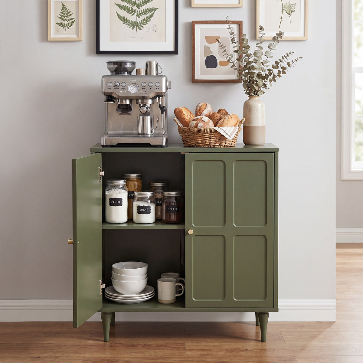 HOMREST Forest Green Storage Cabinet with 2 Doors and Adjustable Shelf, Green