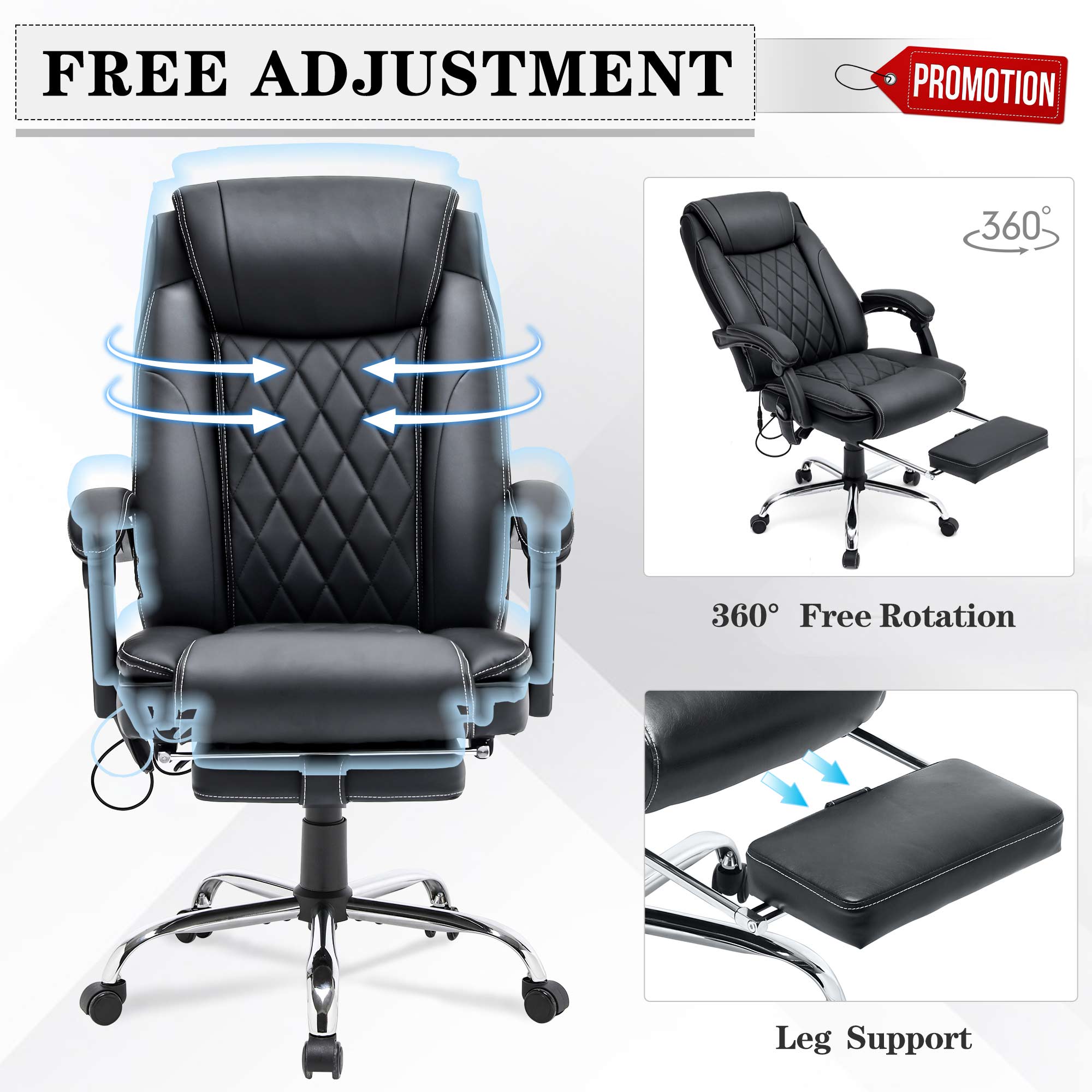 Ergonomic Executive Office Chair with Massage and Heat