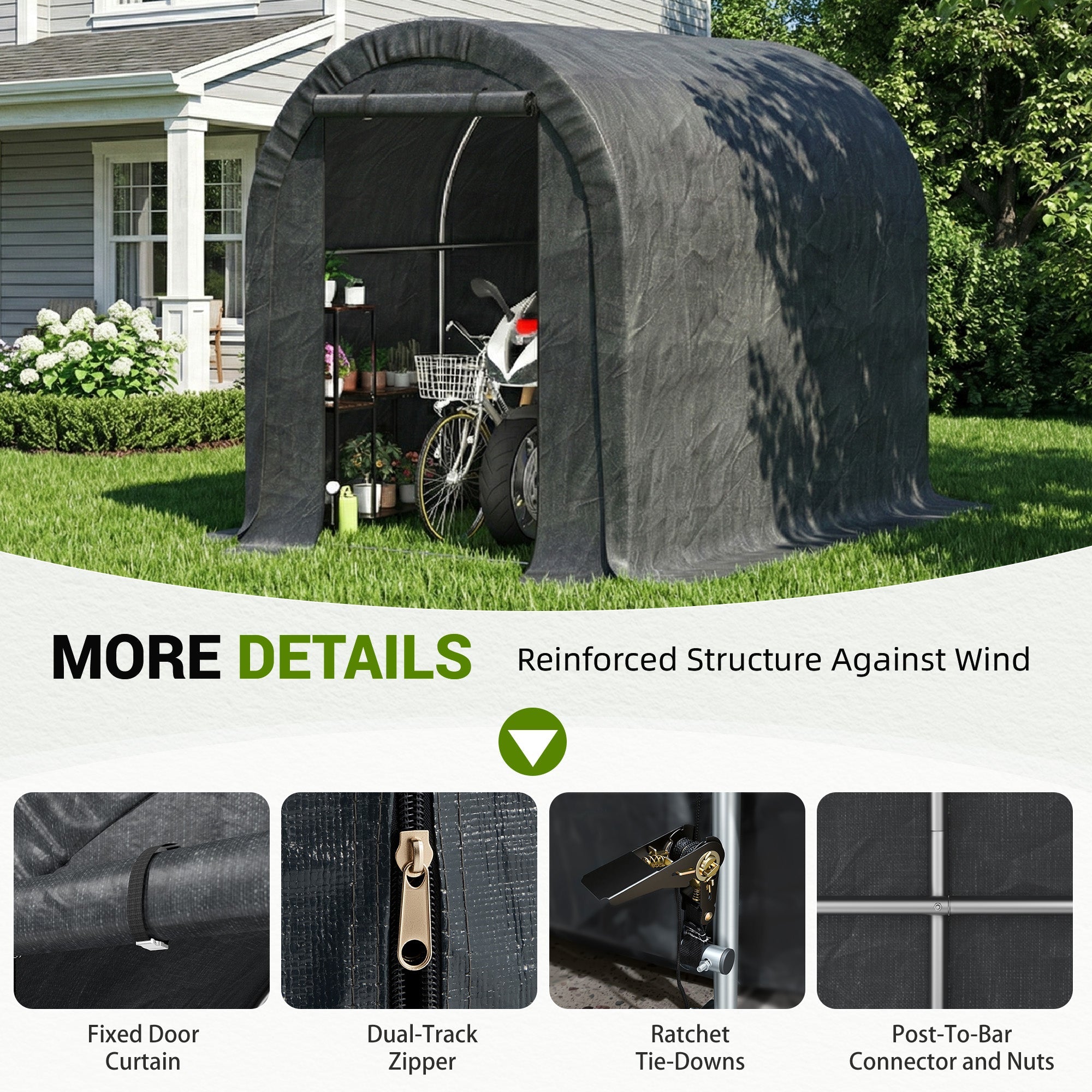 HOMREST 6.3 ft. W x 8 ft. D Portable Tool Shed , Storage Tent