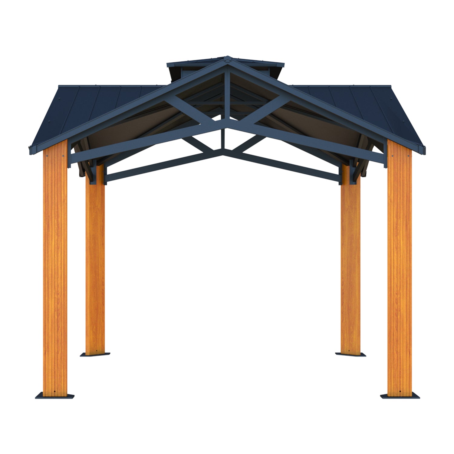 HOMREST  12 x 12 FT Modern Gazebo with Double Roof and Enhanced Drainage System, Built for Harsh Weather