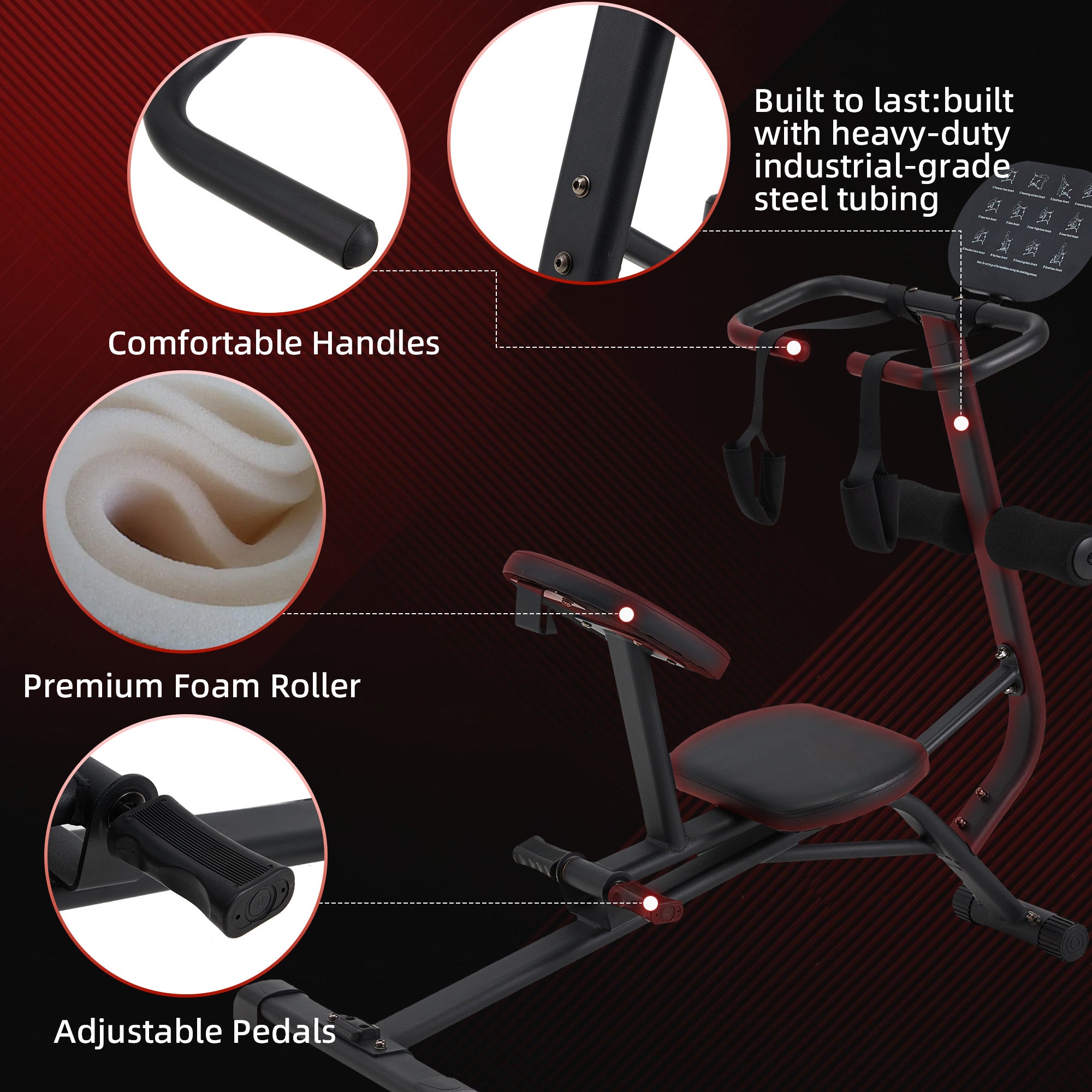 HOMREST Total Body Stretching Machine for Flexibility - Heavy Duty Steel Back and Hamstring Stretcher Safety Straps, and Adjustable Pedals - 350 Capacity