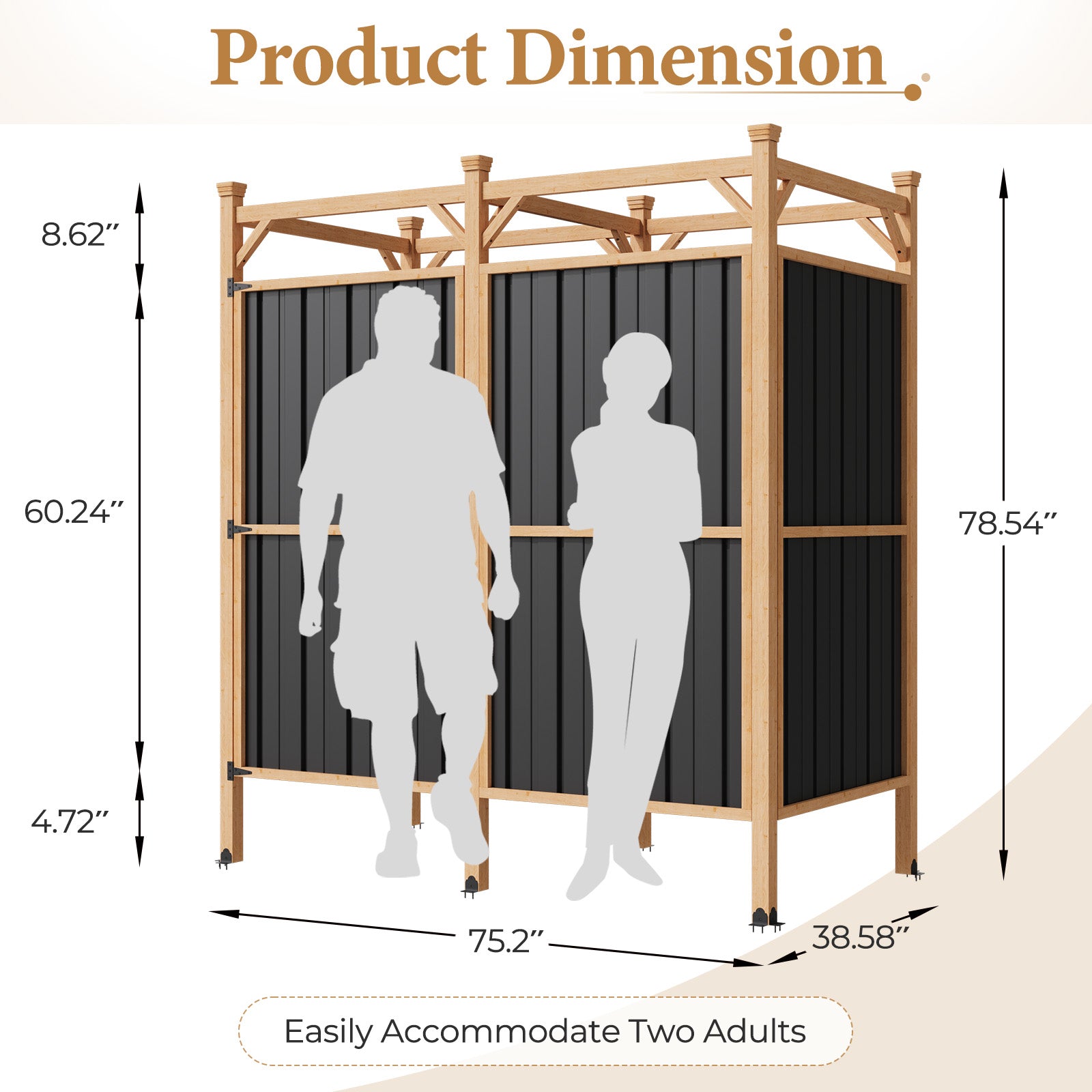 HOMREST Outdoor Shower Enclosure with Lockable Door, Weatherproof Outdoor Shower Stall with Metal Panels, Hooks & Shelves - Perfect for Pool Wash Station, Backyard & Beach Rinse Area Large Version