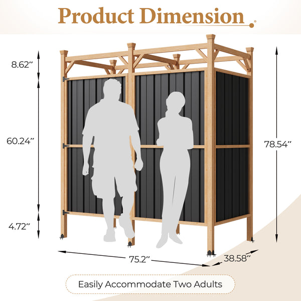 HOMREST Outdoor Shower Enclosure with Lockable Door, Weatherproof Outdoor Shower Stall with Metal Panels, Hooks & Shelves - Perfect for Pool Wash Station, Backyard & Beach Rinse Area Large Version
