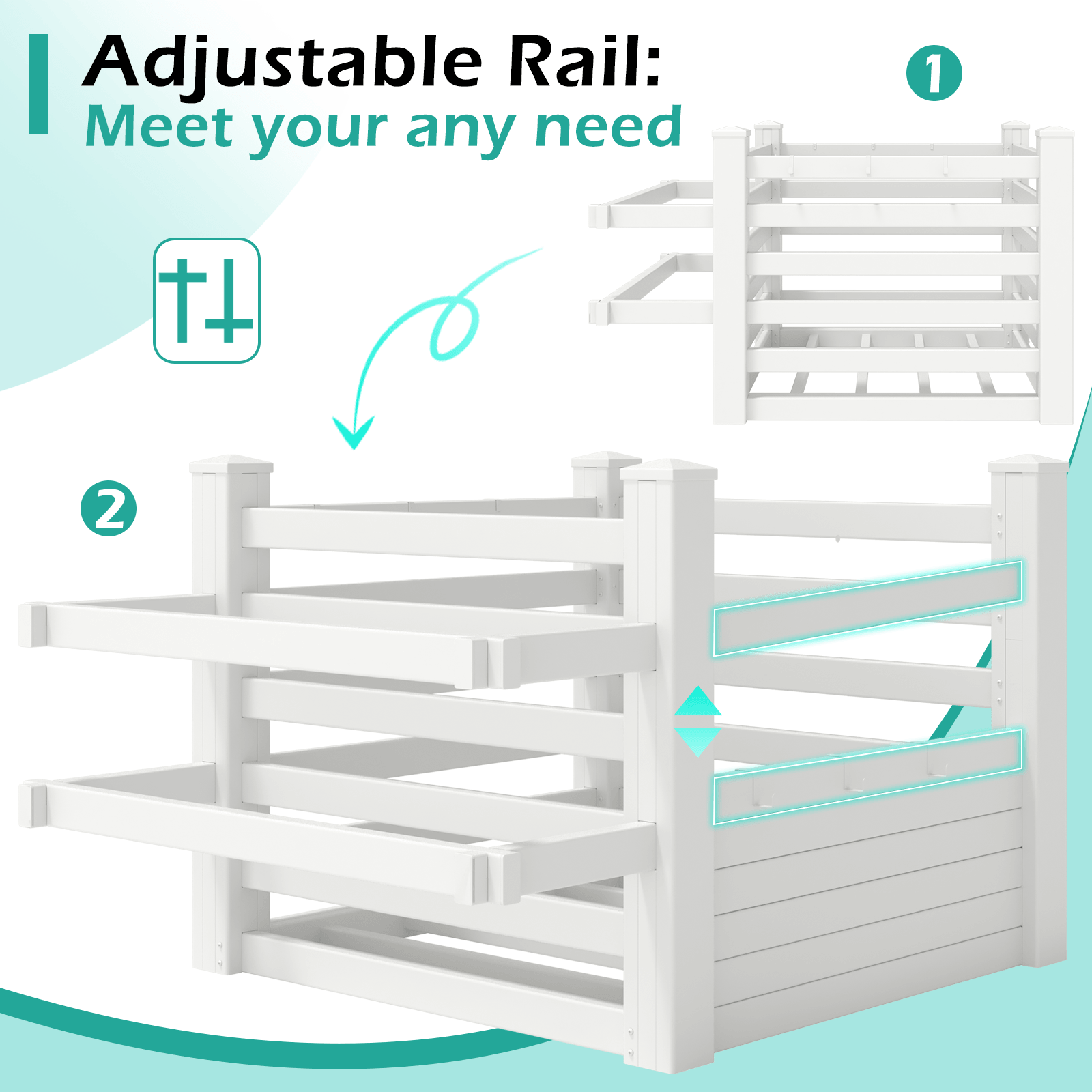HOMREST 64" W x 46" L x 38" H Pool Storage Organizer with Hooks, Waterproof Float Storage Bin, White