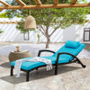 Chaise Lounge Chairs for Outside, PE Rattan Wicker Patio Pool Lounge Chair with Arm, Cushion for Poolside Beach (Restock on late June)