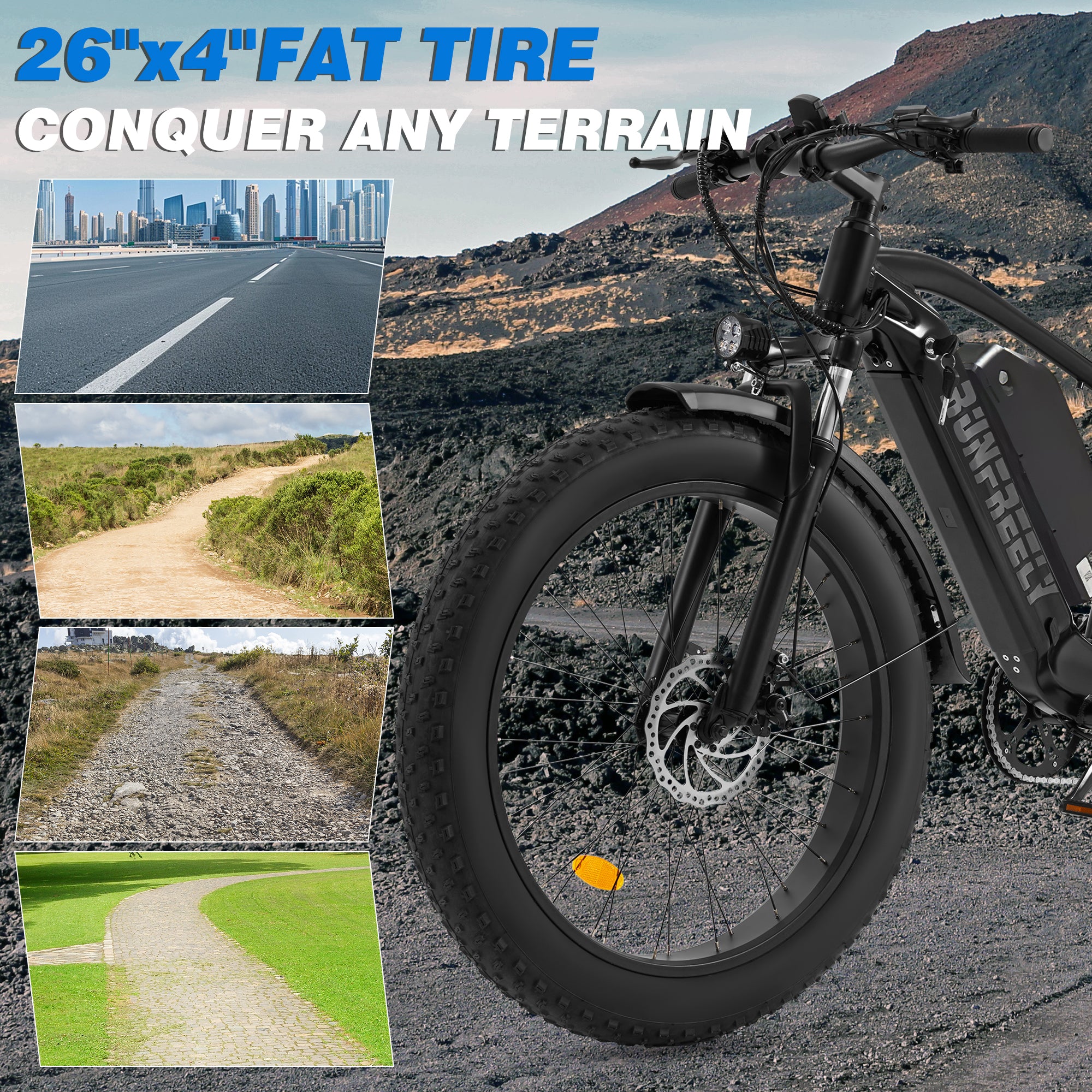 HOMREST Electric Bike for Adults,1500/3000W Peak Motor, 26" Fat Tire E-Bike with 48V 13AH Battery, 25-36 MPH Max 62 Miles Electric Motorcycle, Black