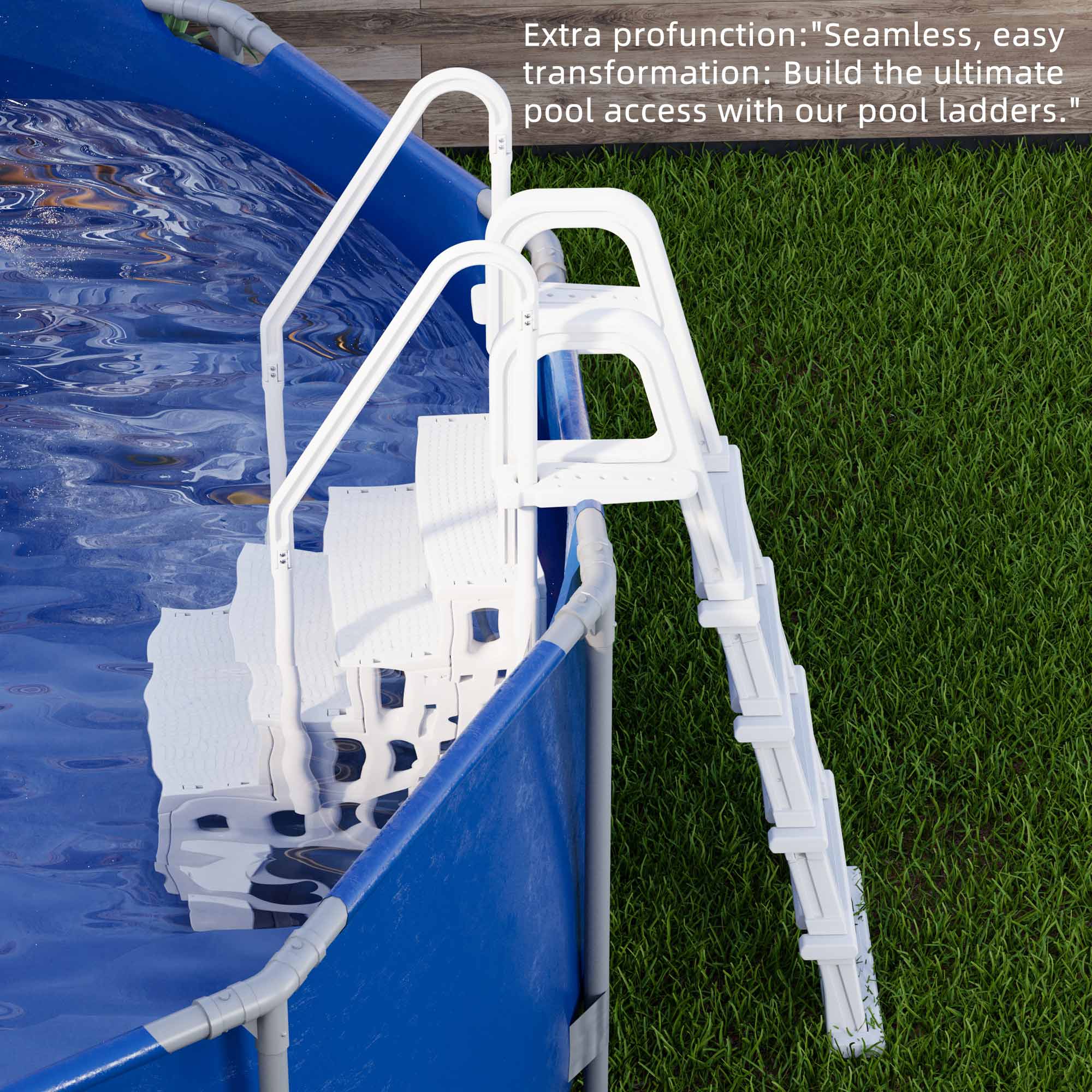 HOMREST Pool Ladder, 5-Step Pool Stairs with Double Handrails and Non-Slip Steps for 47“-54” Above Ground and In-Ground Pools, White