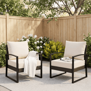 HOMREST Patio Furniture Cushions Set of 2 with Handle and Ties, Waterproof Fade-Resistant Outdoor Couch Cushions, Chair Pads for Dining Chairs, Beige