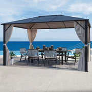 Homrest Patio Hardtop Gazebo 10¡¯x12¡¯ Aluminum Frame Gazebos with Netting & Curtain - Homrest