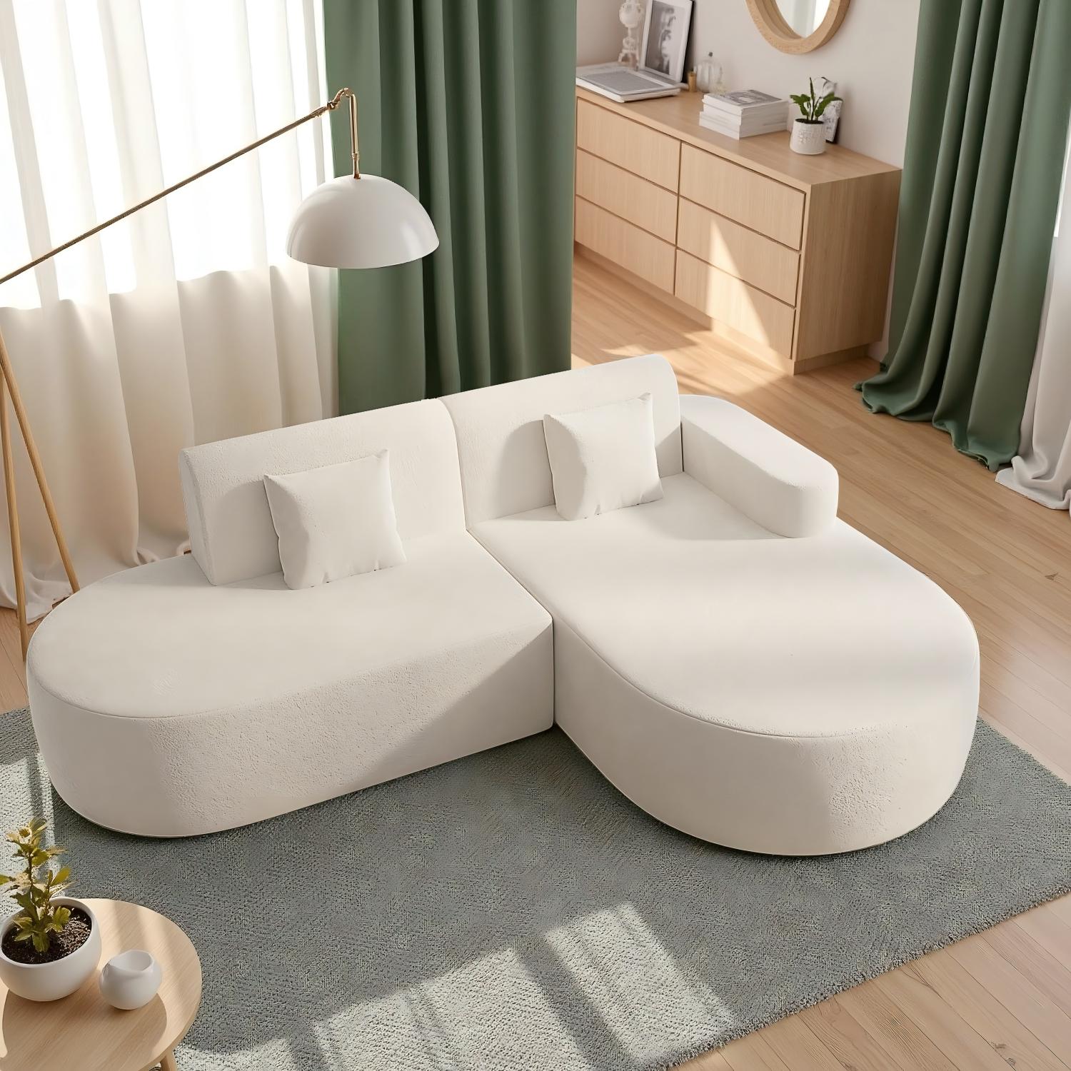 HOMREST Modern L-Shape Sectional Sofa with Chaise Lounge,Boneless L Shape Sofa with Deep Seat, Beige