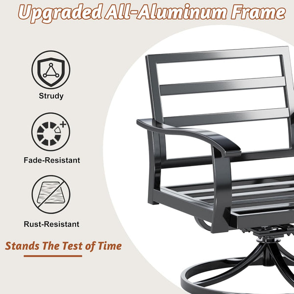 HOMREST Outdoor Swivel Rocker Patio Chairs with Coffee Table, 3 PCS Bistro Set, Blue