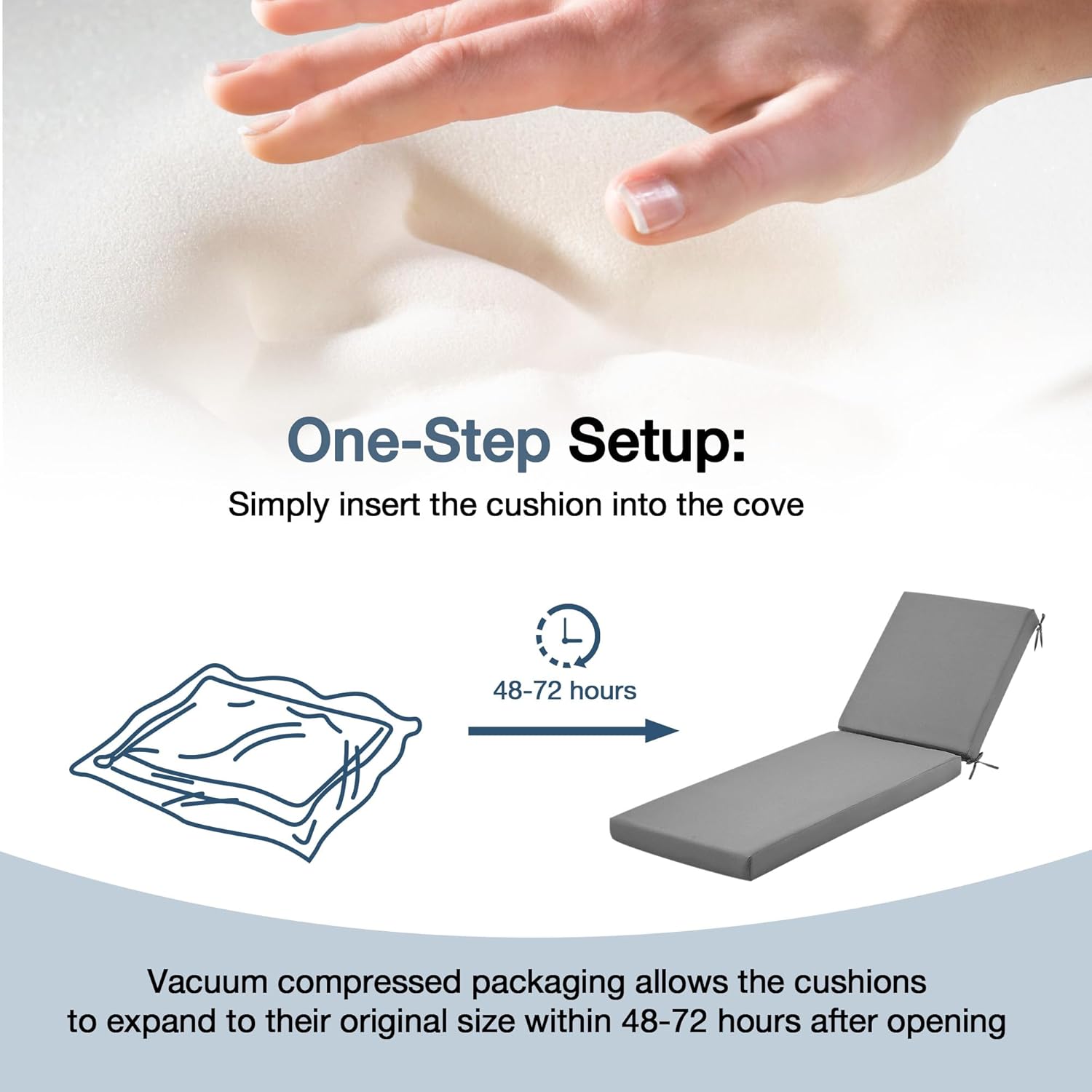 HOMREST Outdoor Lounge Chair Cushion Replacement Set of 2, Grey