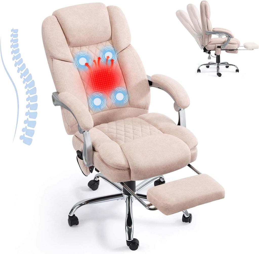 Executive Office Chair, Ergonomic Desk Chair Big and Tall Massage and Heated, Pink