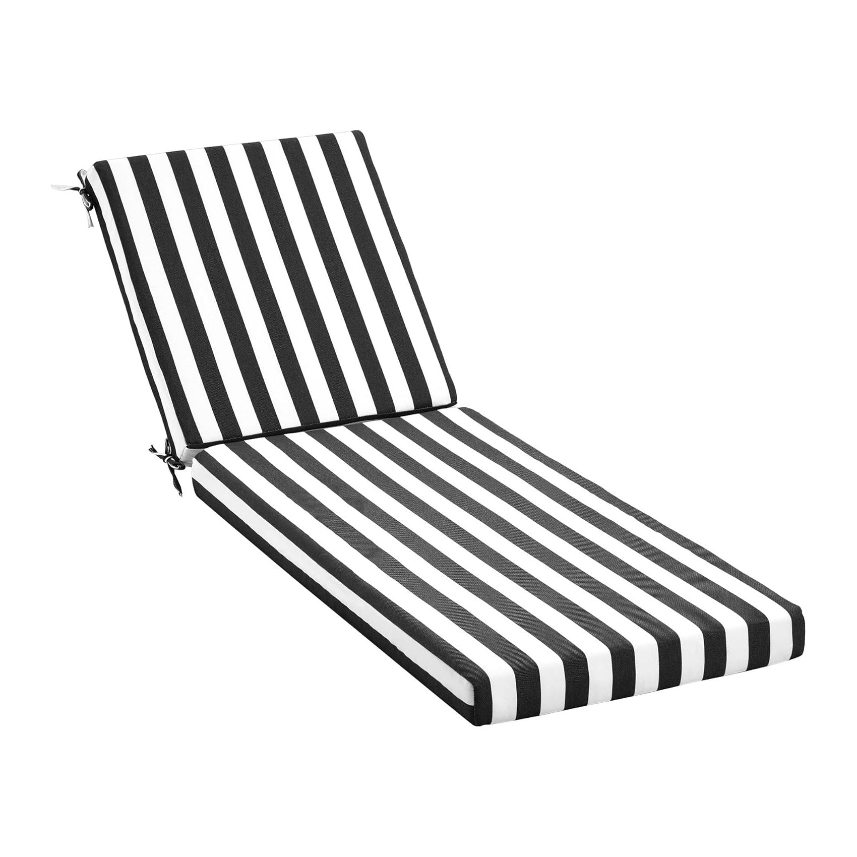 HOMREST Outdoor Lounge Chair Cushion,Waterproof Lounge Cushion Replacement, Black White Stripes
