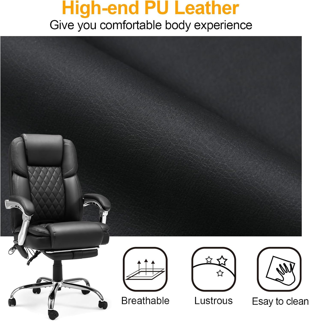 Homrest Ergonomic Office Chair with Heat and Massage, Black