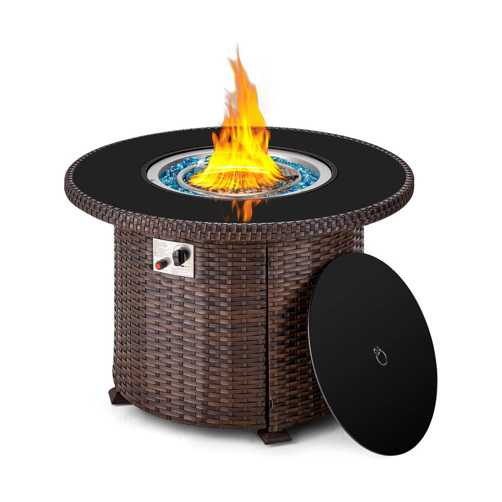 38.1'' Outdoor Propane Fire Pit Table with Aluminum-Alloy Frame, 50,000 BTU, Black